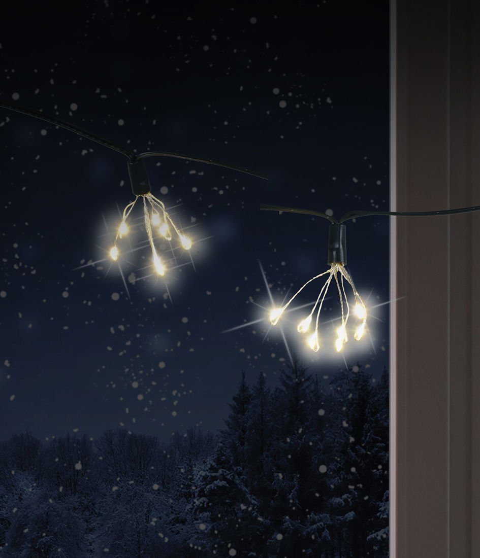 Spetebo LED-Lichterkette Deko Lichterkette mit Lichterbüscheln warm weiß, 50-flammig, mit Timer Batterie betrieben