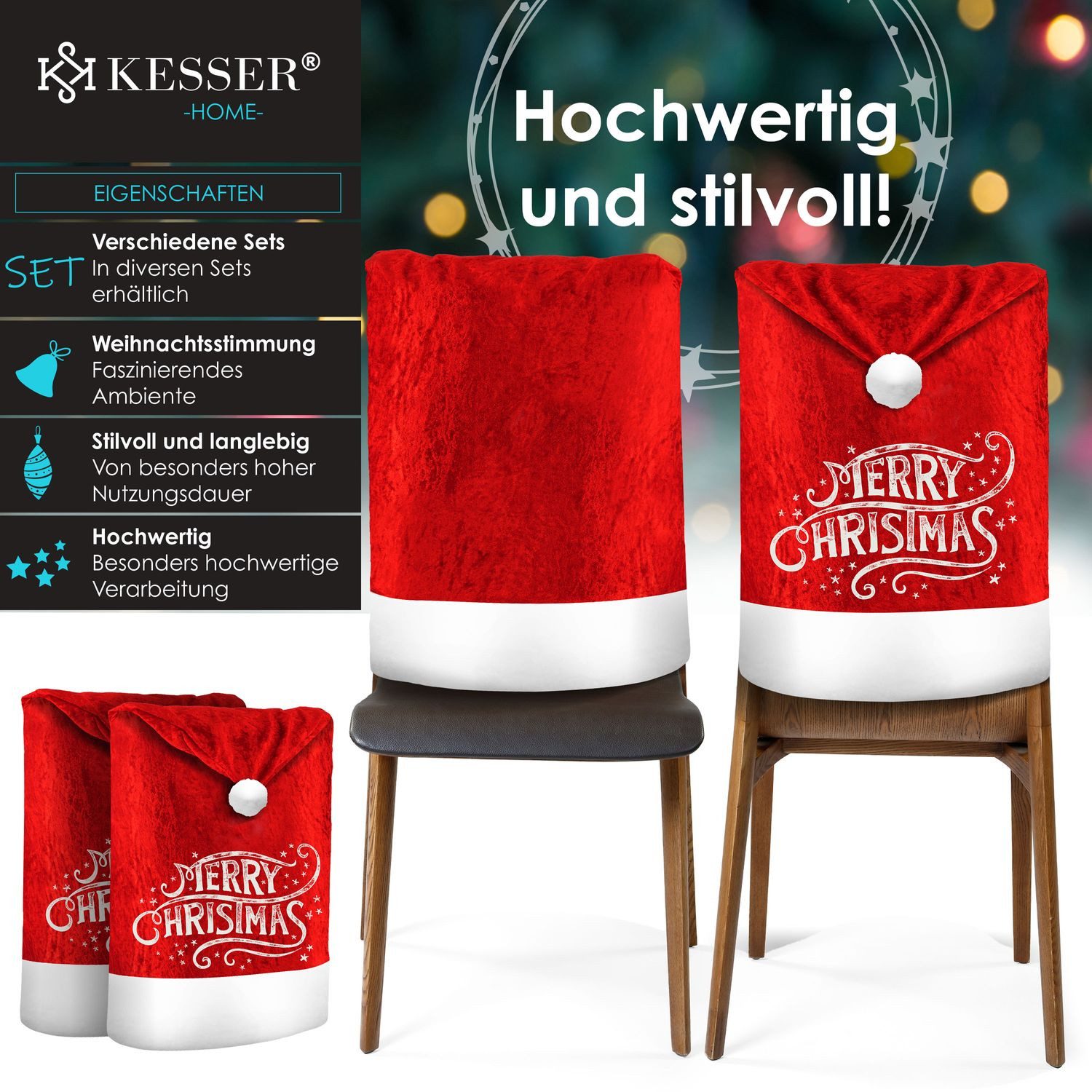 KESSER Weihnachtsfigur, Premium Weihnachtsstuhlüberzug Set Stuhlhussen für günstig online kaufen