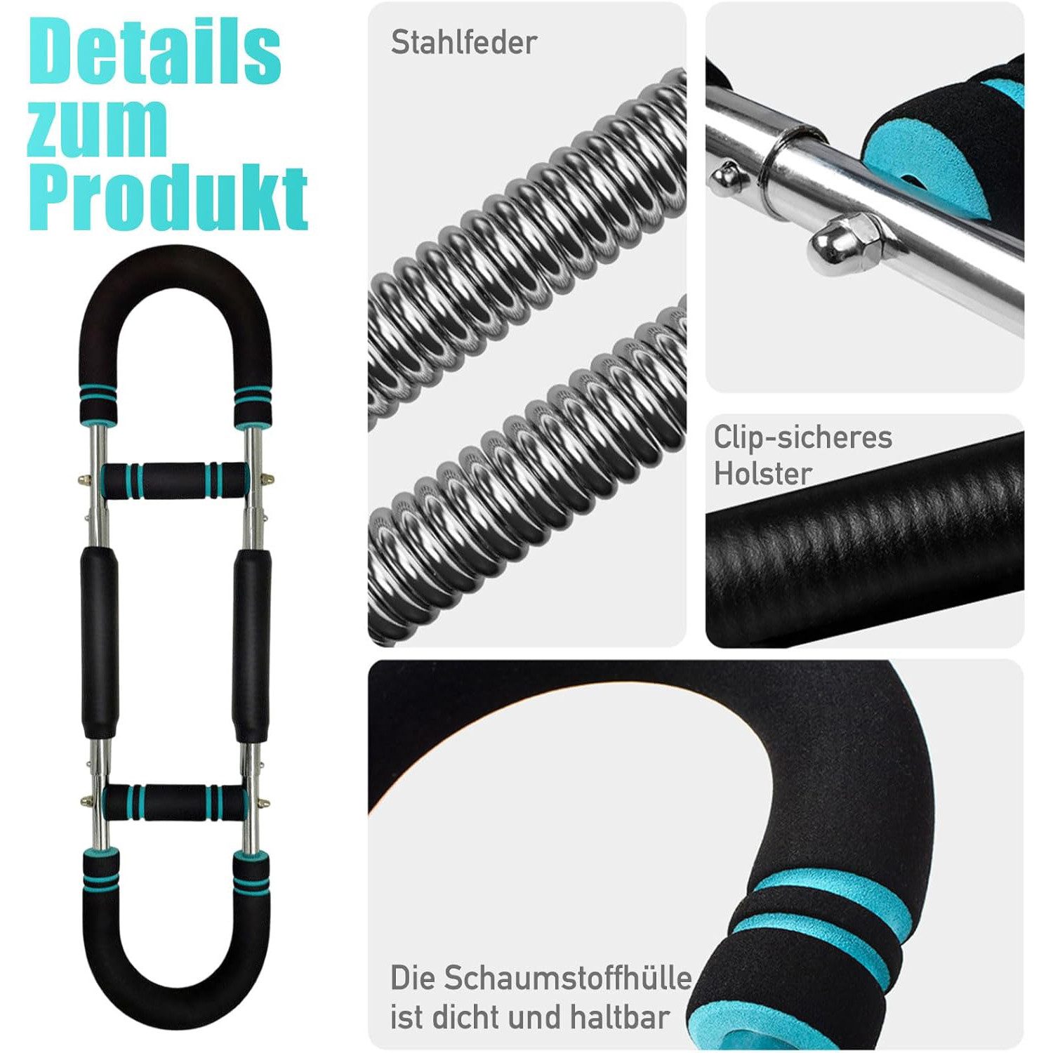 Refined Living Multitrainer Brusttrainer für Zuhause Brustmuskel Trainingsgeräte Biegehantel, (Biegehantel U-förmiger Twister Armtrainer Verstellbarer Power, 1-St., Expander fitness Bizeps trainingsgerät Rutschfester Schaumstoffgriff), Körperstärke Sportgeräte zuhause Geschenke für Liebhaber, Väter Männer