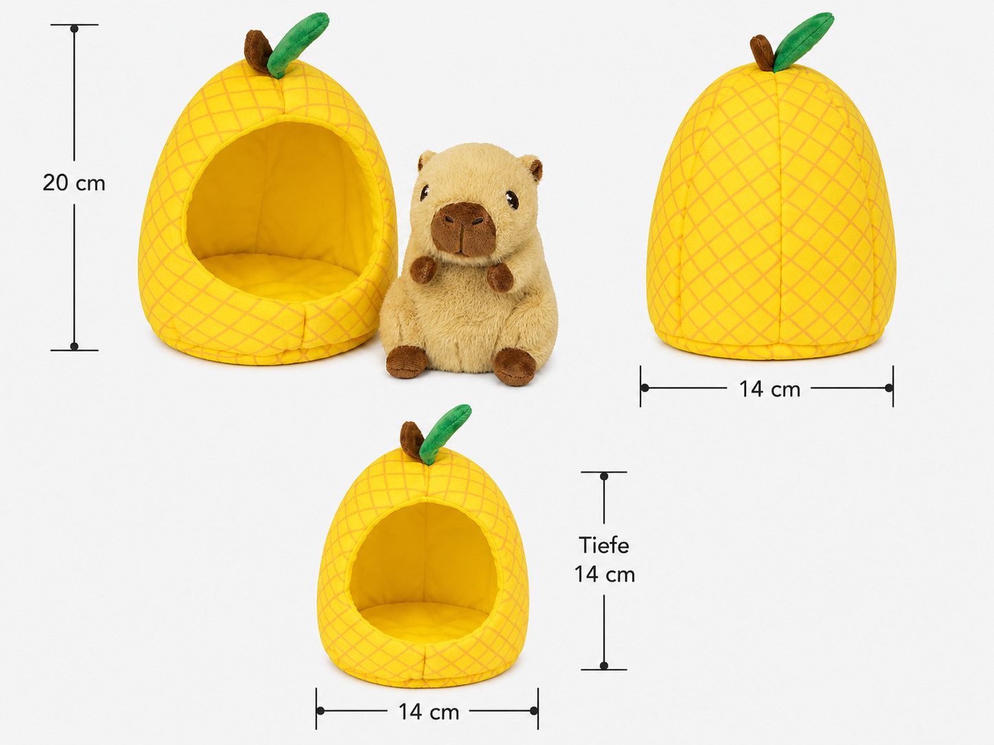soma Kuscheltier Capybara Plüschtier 18cm im Früchte-Versteck braun Ananas (Set, 1-St., Geschenk-Set), Niedliches Capybara im weichen Früchte-Versteck – herausnehmbar