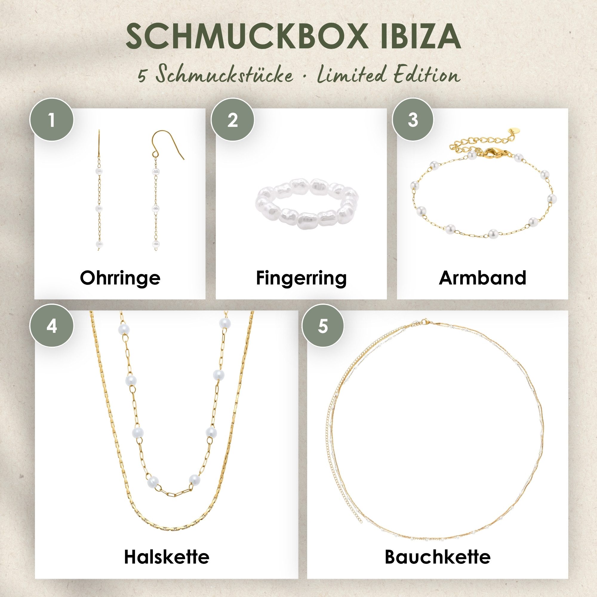 Heideman Schmuck-Adventskalender Summerbox Ibiza silberfarben, Schmuckset mehrteilig Schmuck für Frauen - 5 Schmuckstücke