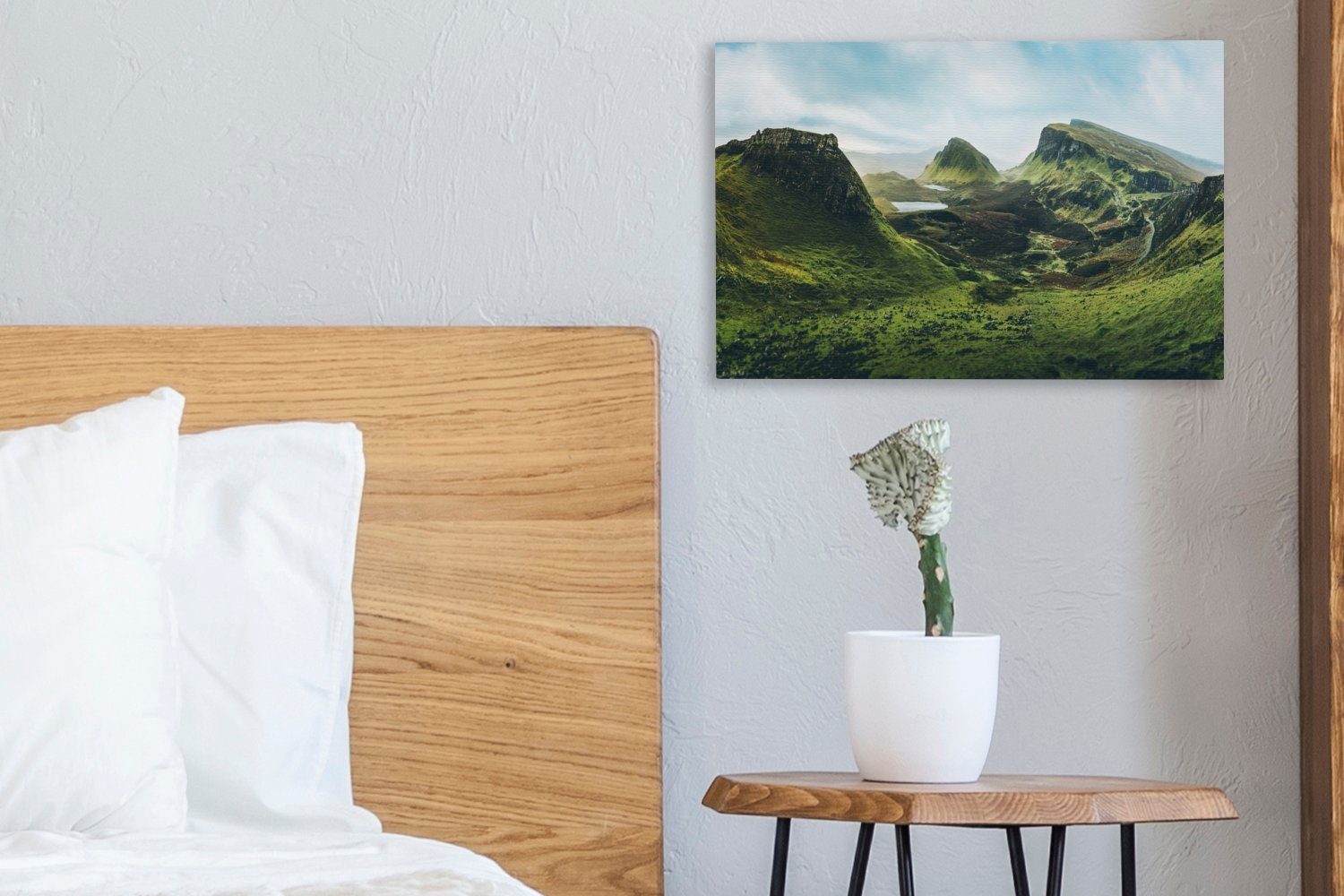 Skye Wandbild Leinwandbild Bergen (1 Aufhängefertig, den Isle OneMillionCanvasses® 30x20 in Blick auf der of cm Leinwandbilder, von Wanddeko, St), Schottland,