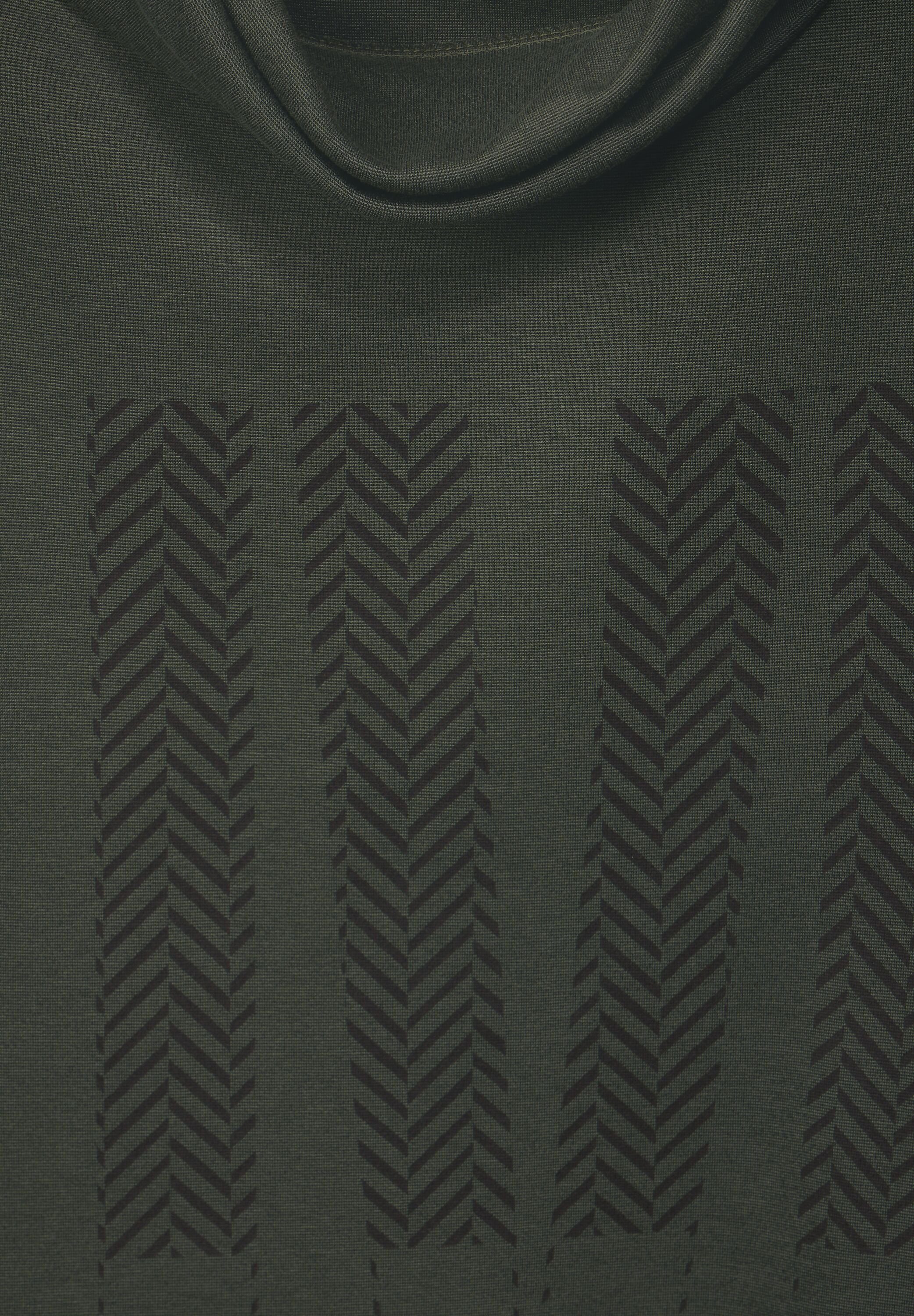 Khaki Dynamic in Shirt Nicht (1-tlg) Vorhanden Cecil Cecil Volumenkragen Langarmshirt