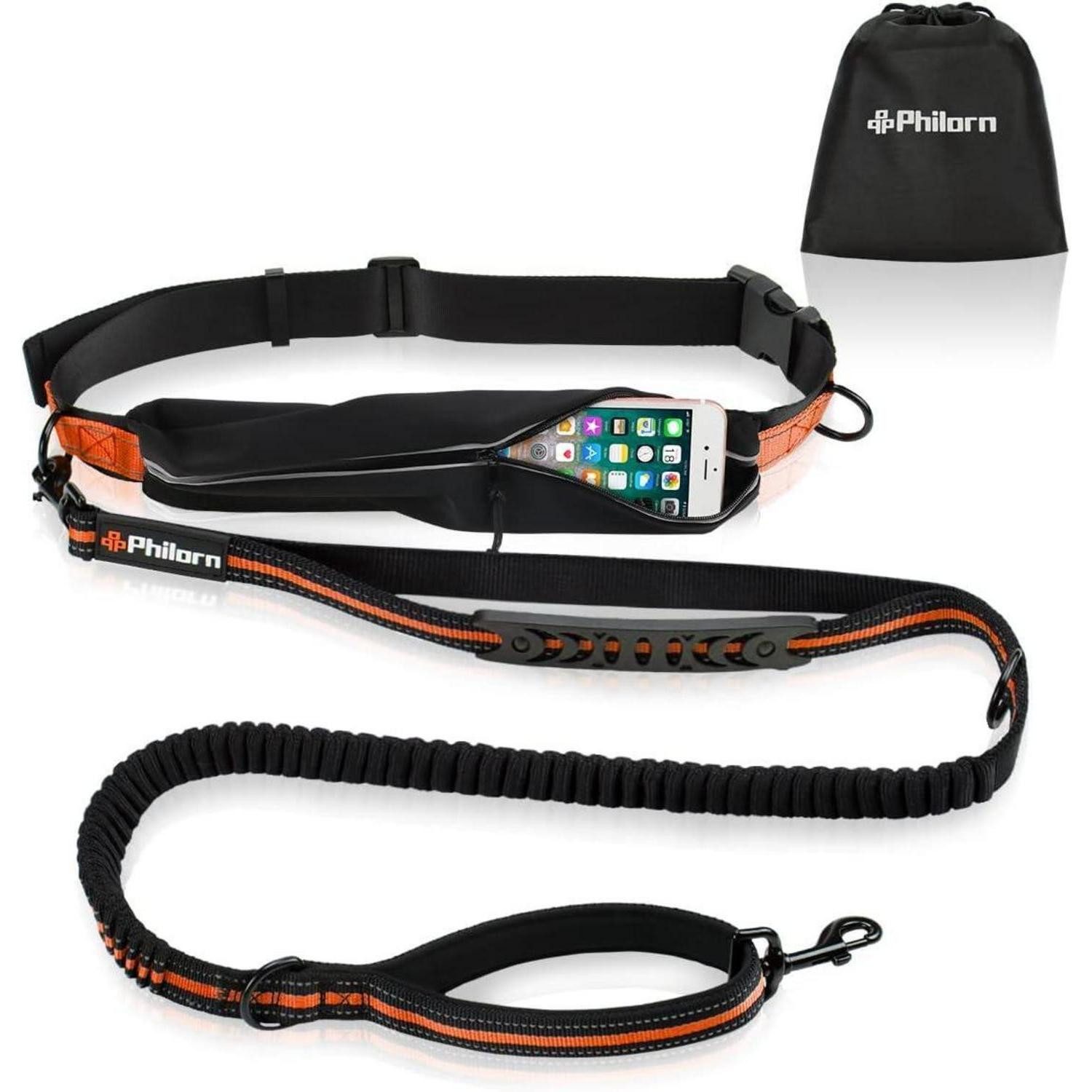LuxusKollektion Hands-free-Leinen Freihand Hundeleine mit Gürteltasche 120-170 cm