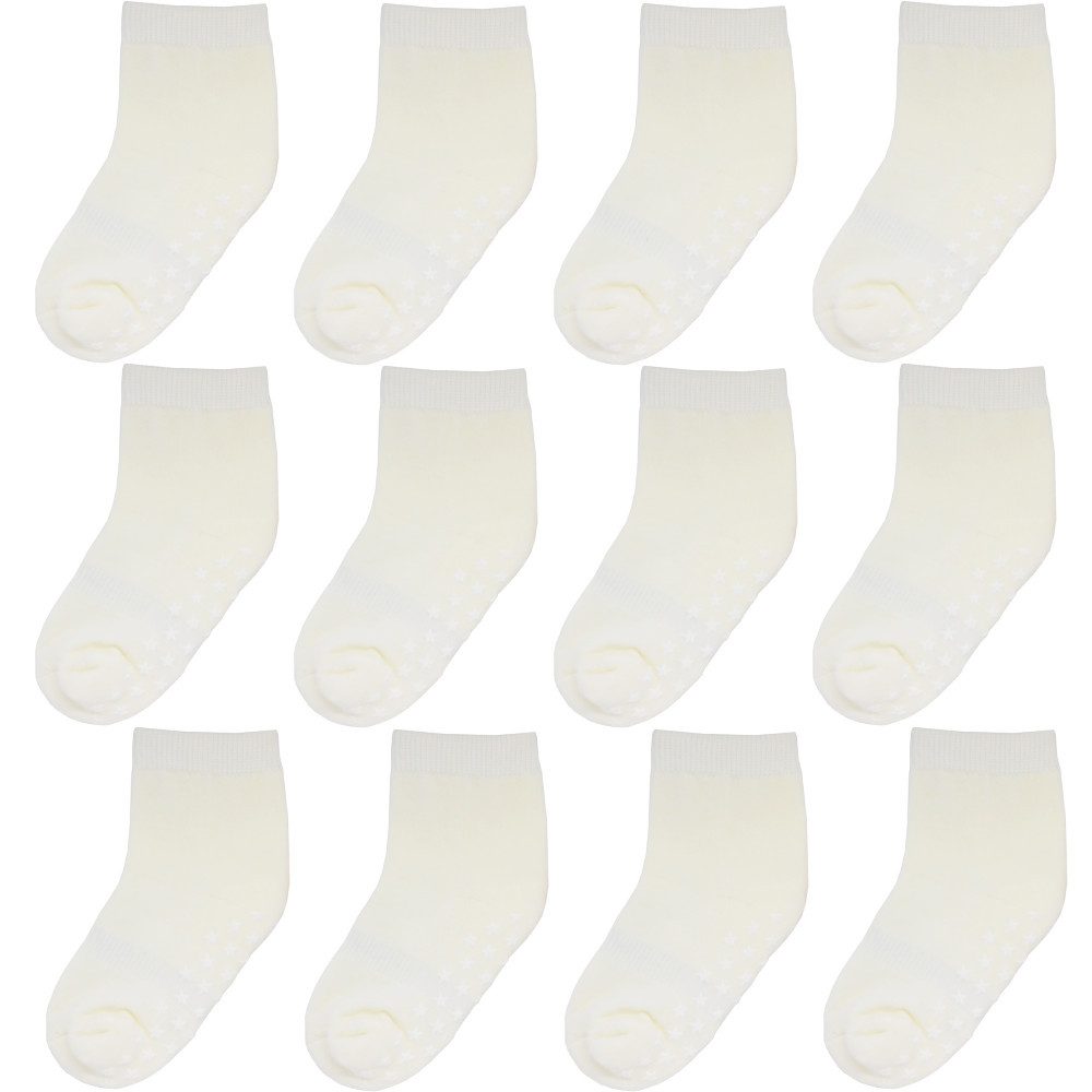 Yalion Langsocken Babysocken Kinder Anti Rutsch Socken 12 Paar Weich Atmungsaktiv Unisex (Set, 12-Paar, 12 Paar) Rutschfeste Sternen-Noppen