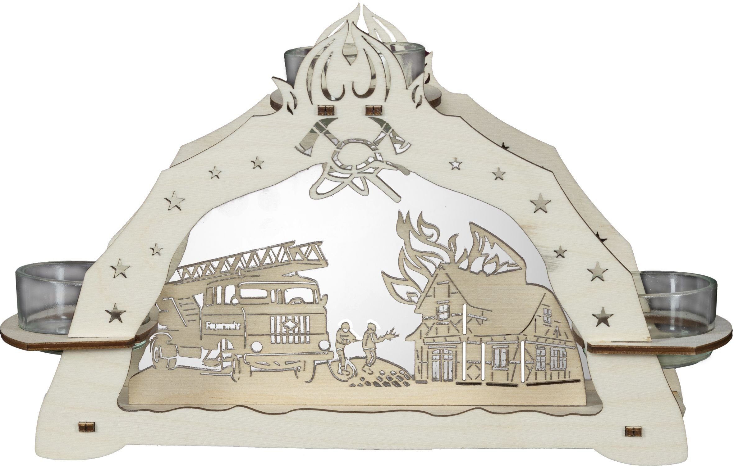 Saico GmbH Seiffen Teelichthalter Teelichthalter Feuerwehr für 3 Teelichter günstig online kaufen