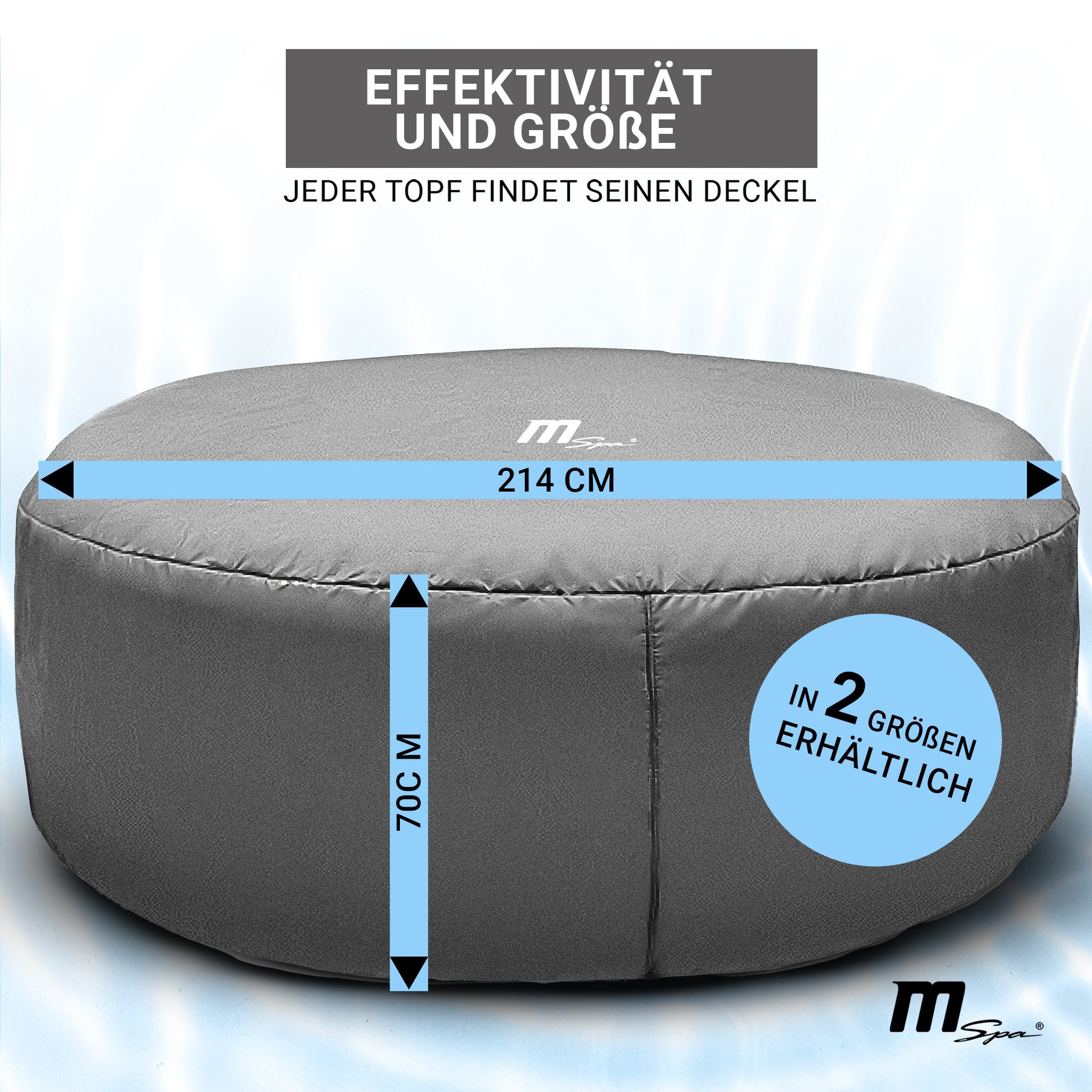 mSpa Pool-Abdeckplane Thermoabdeckung 4 & 6 Personen, rund, universal, Energieersparnis - UV-beständig - wasserabweisend