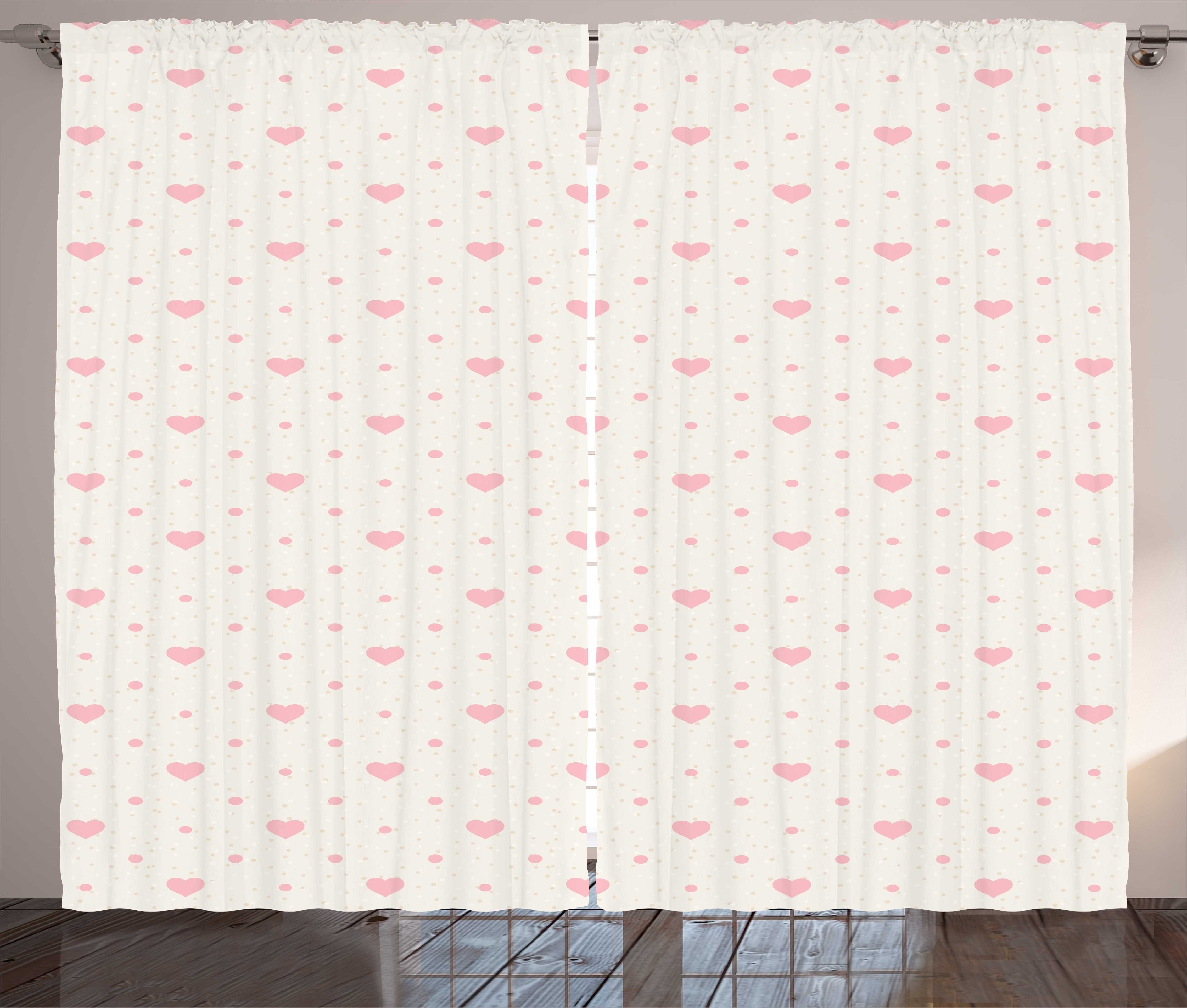 Gardine Schlafzimmer Kräuselband Vorhang mit Schlaufen und Haken, Abakuhaus, Rosa Tupfen Klassische Muster
