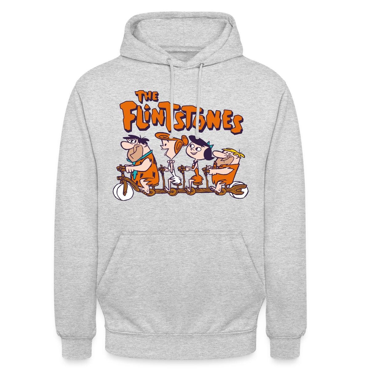 Spreadshirt Hoodie The Flintstones Fred & Co Auf Steinzeit-Radtour Unisex Hoodie (1-tlg) Unisex-Schnitt: Sitzt bei Männern körpernah, bei Frauen weit