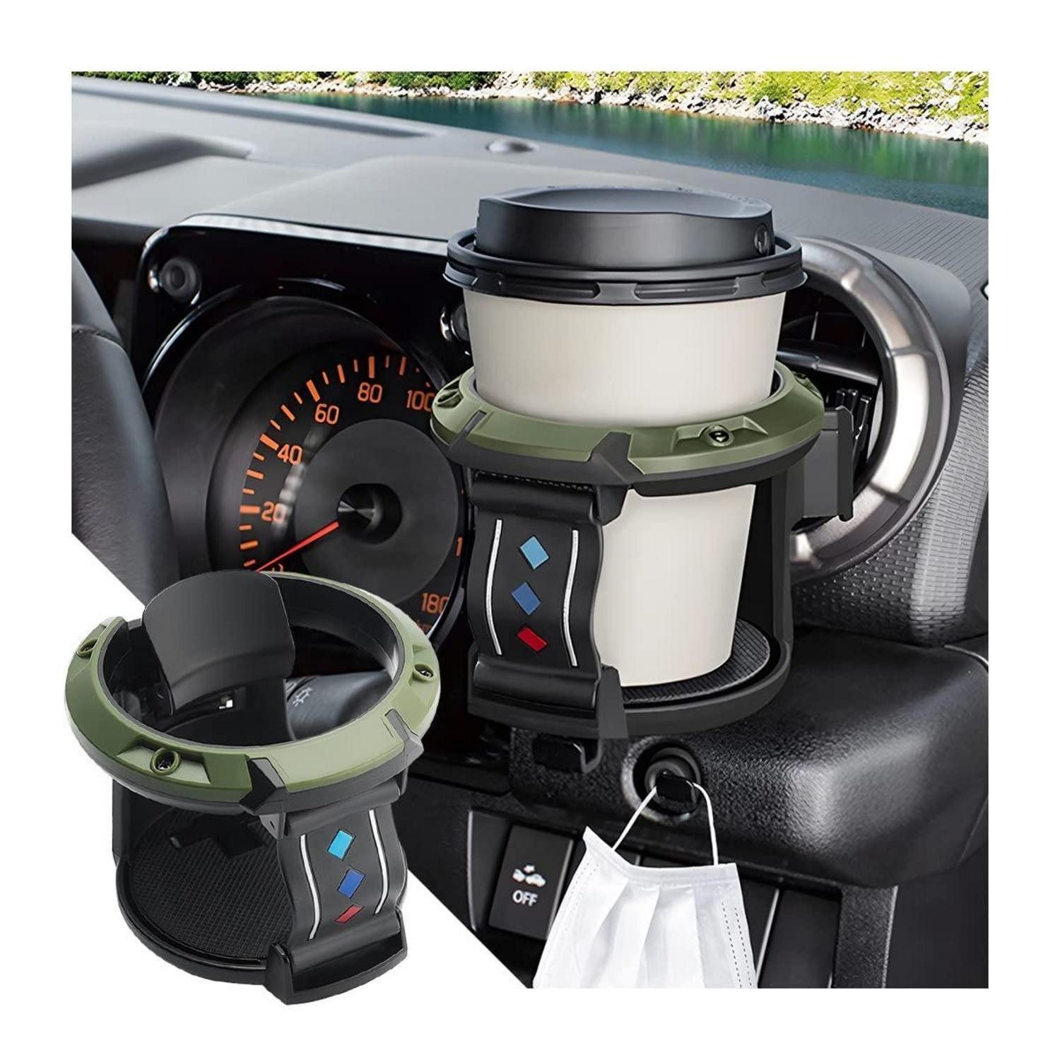 LuxusKollektion Becherhalter Getränkehalter Auto Lüftung verstellbar Kaffeebecher Schwarz Grün