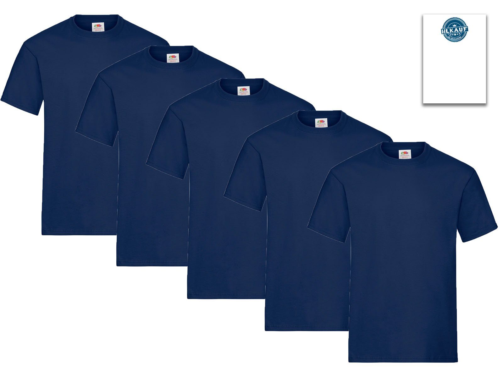 Fruit of the Loom T-Shirt 5er-Pack Heavy Cotton M L XL XXL 3XL Diverse Farbsets Nackenband