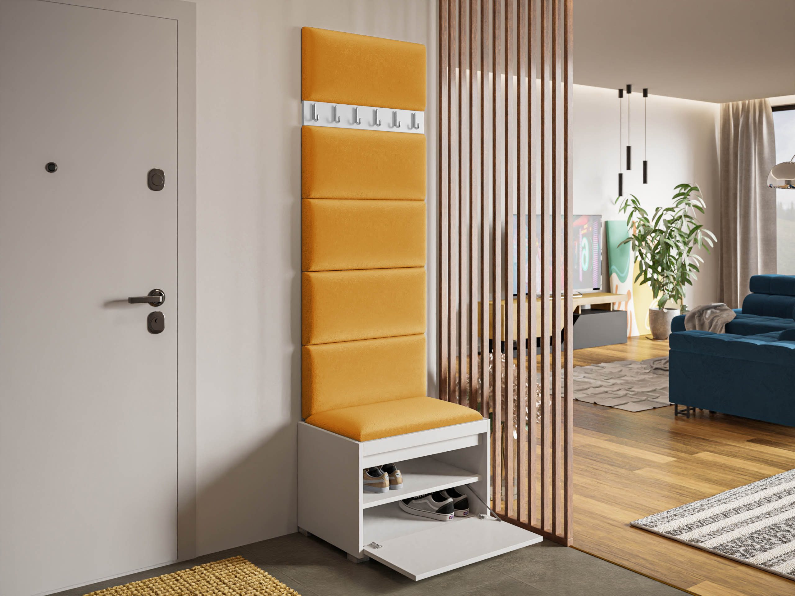 MIRJAN24 Garderoben-Set Grawis 60 IV, (Komplett-Set, 6x Wandpaneel 60x30, Schuhschrank, Kleiderhakenbrett), Enthält 6 Kleiderhaken für Kleidung