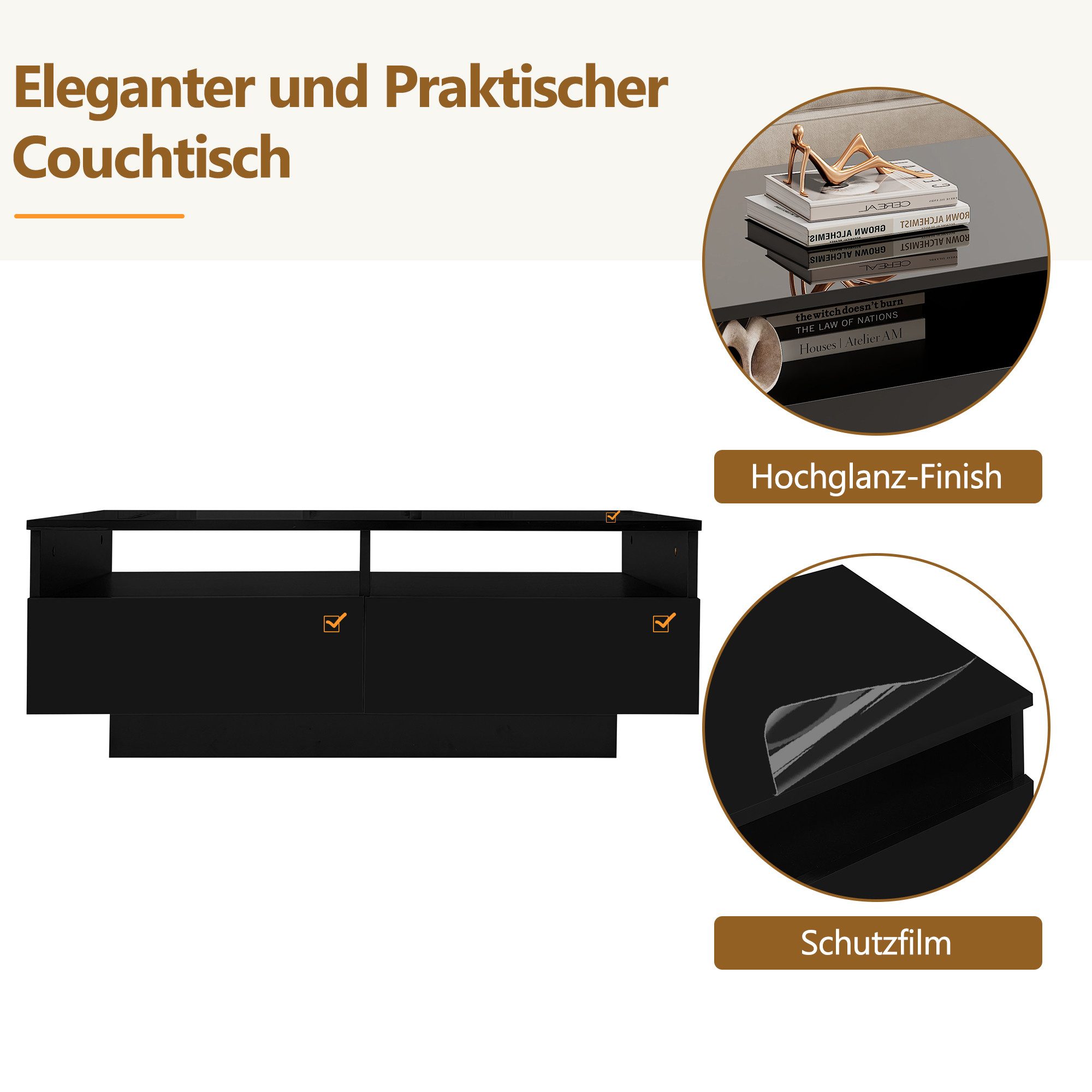 Merax Couchtisch mit Schubladen und Stauraum günstig online kaufen