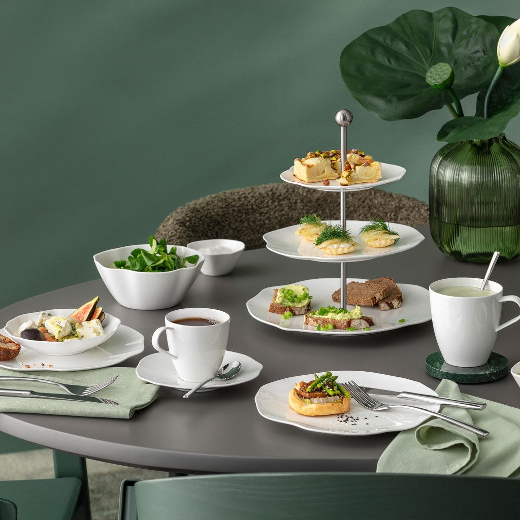 Villeroy & Boch Etagere Pura Etagere 27,5x27,5x27cm, Porzellan, (1-tlg), Premium Bone Porcelain, mikrow.- & spülm.sicher, Made in Germany