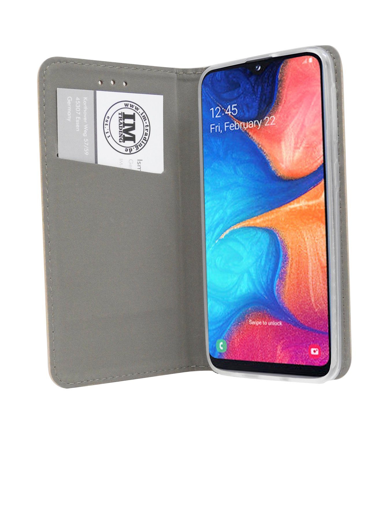 SAMSUNG "Smart" kompatibel Brieftasche Tasche mit Handy Etui mit Handytasche Buch Standfunktion, A20e Kartenfach cofi1453 Hülle GALAXY Gold Schutzhülle