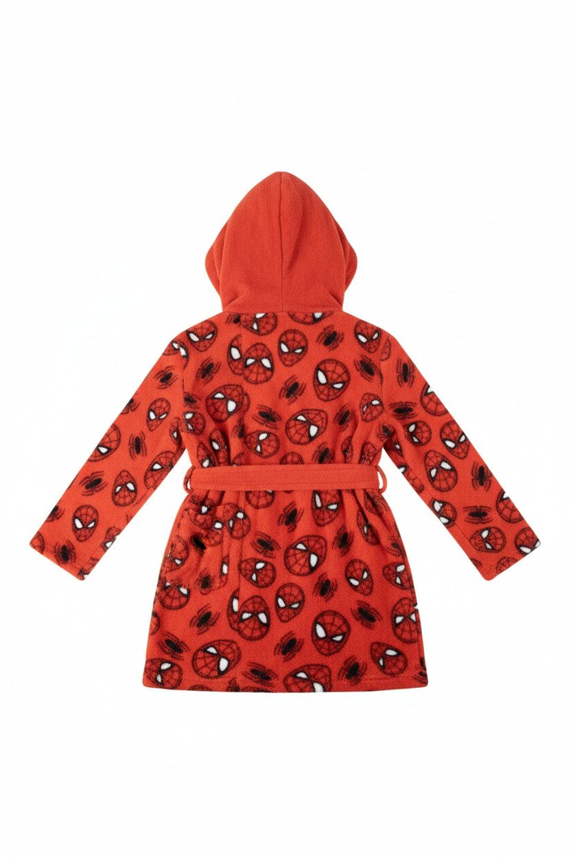 Disney Bademantel Kinder Fleece-Bademantel mit Spiderman Kapuze, 100% POLYESTER
