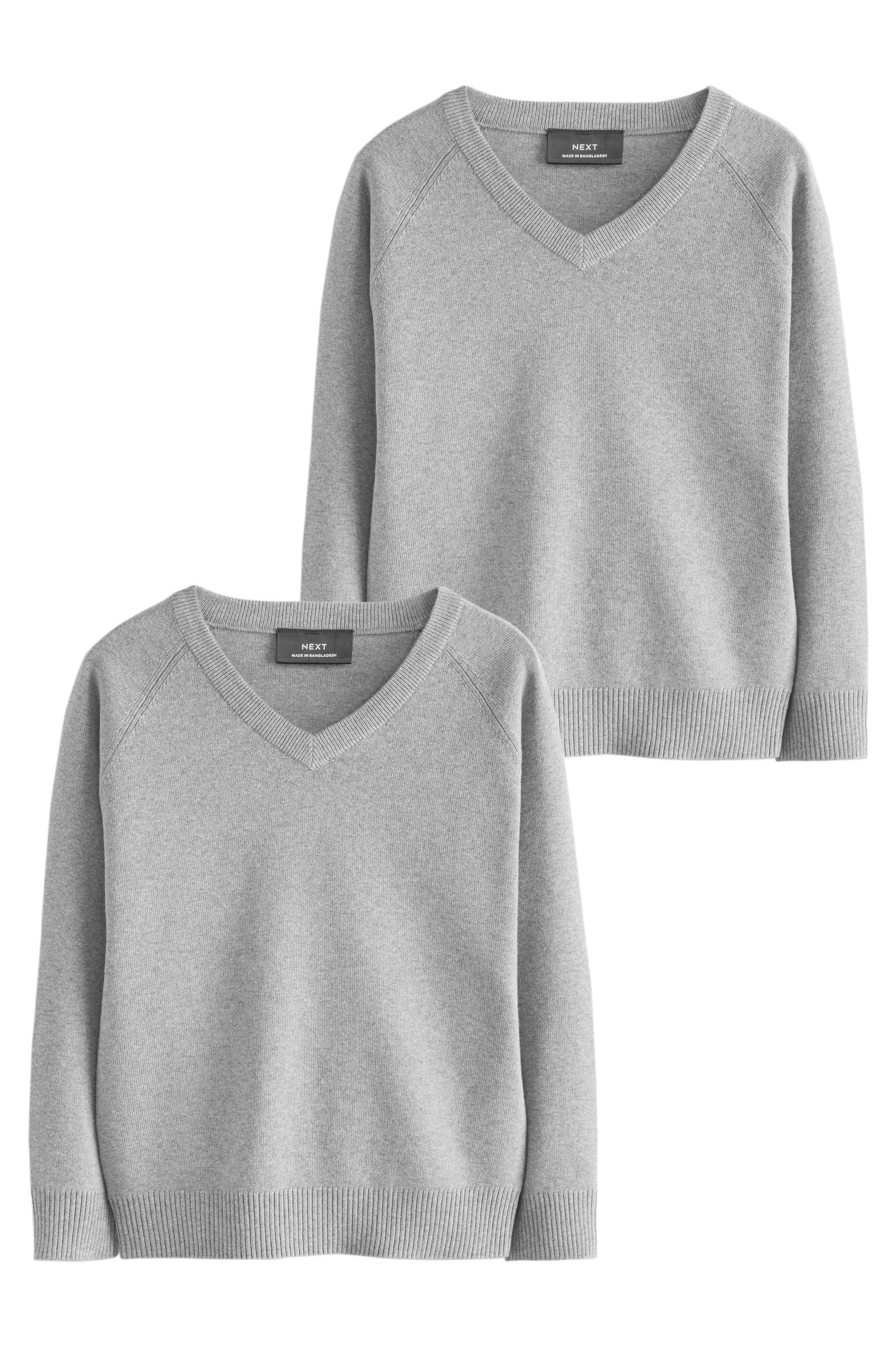 Next V-Ausschnitt-Pullover Strickpullover mit V-Ausschnitt, 2er Pack (2-tlg)