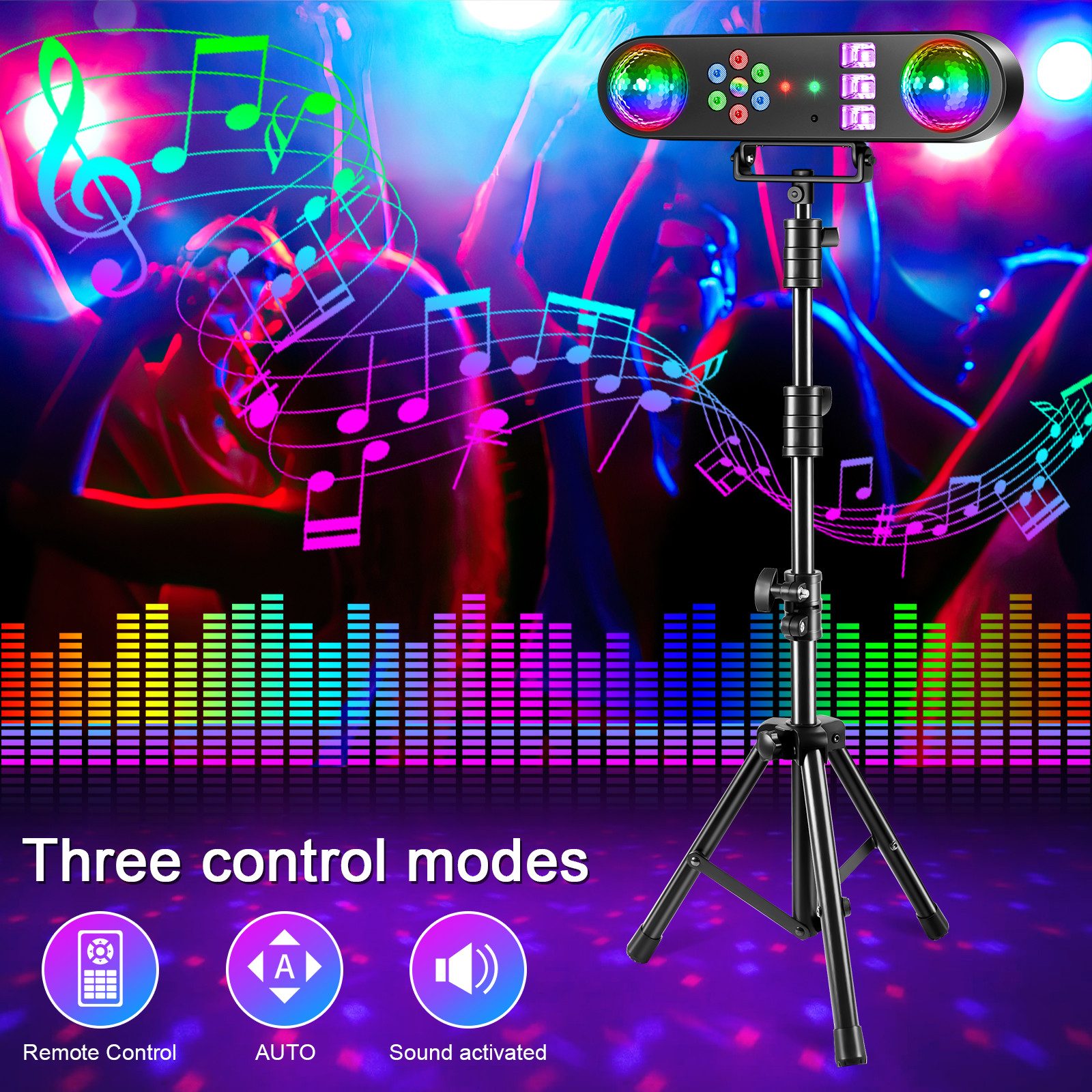 ZonQoonz Discolicht 30W 5-in-1-Mini-DJ-Scheinwerfer-Set – mit Stativ und Fernbedienung – Bild 5 von 5
