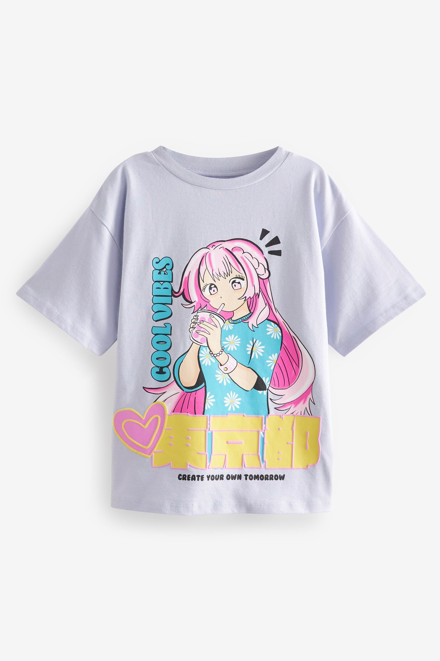 Next T-Shirt T-Shirt mit Anime-Print (1-tlg) Lilac Purple