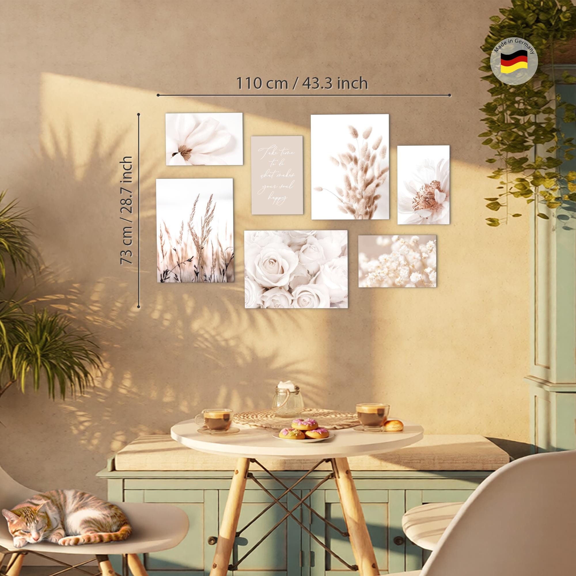 Novart Wandbild Boho Natur Blumen Beige KOMPLETT AUFHÄNGFERTIG Deko, Boho