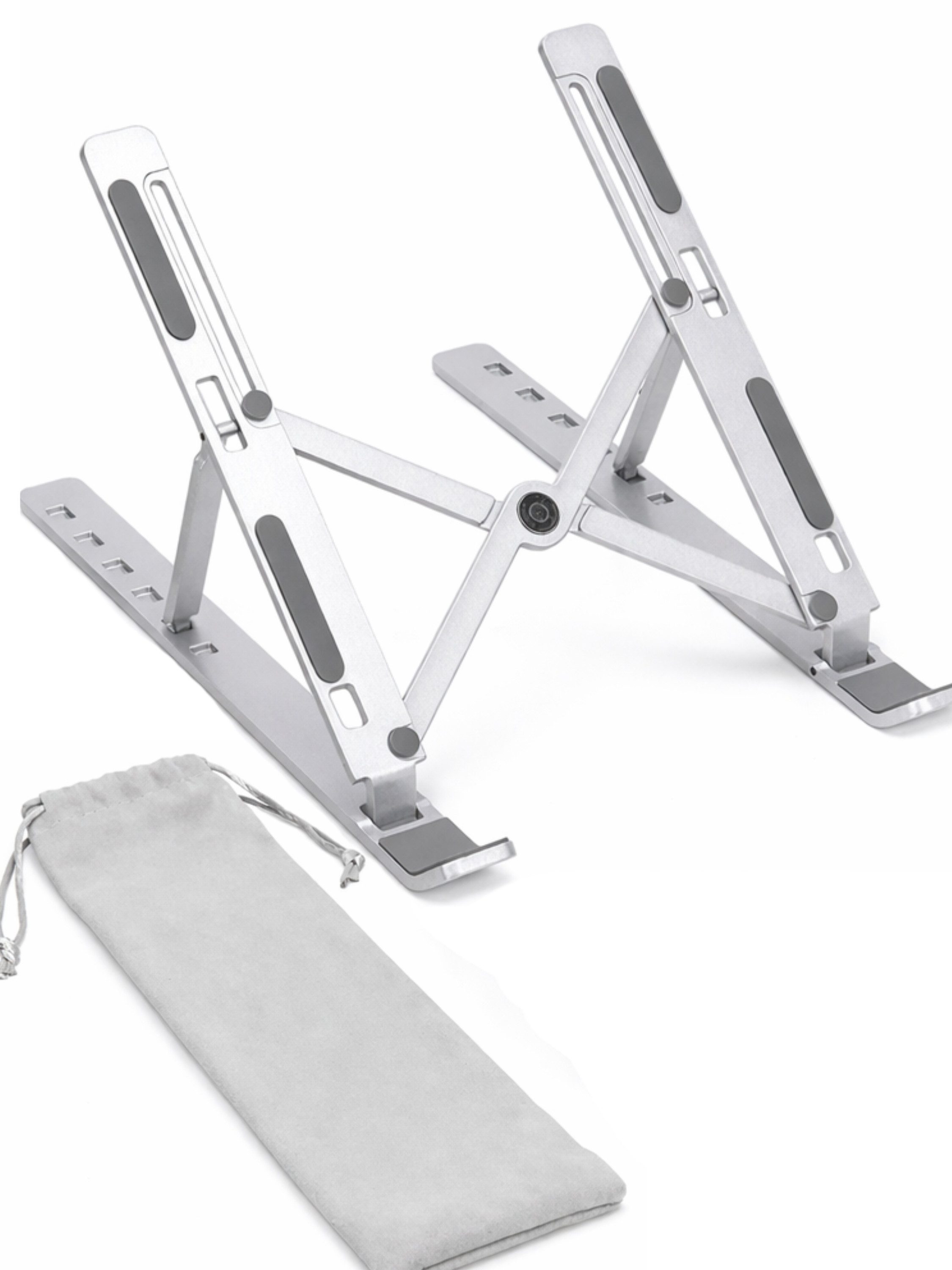 StellarLuma Laptop-Ständer Laptopständer Notebookständer verstellbar faltbar 10 -15,6 Zoll, (bis 15,6 Zoll, Packung, 1x Laptopständer, 1x Transporttasche, Faltbar auf Hosentaschenformat maximal mobil ohne Platzverlust)