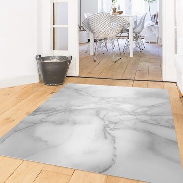 Teppich Vinyl Wohnzimmer Schlafzimmer Flur Küche 3D Steinoptik Marmor, Bilderdepot24, quadratisch - grau glatt, nass wischbar (Küche, Tierhaare) - Saugroboter & Bodenheizung geeignet