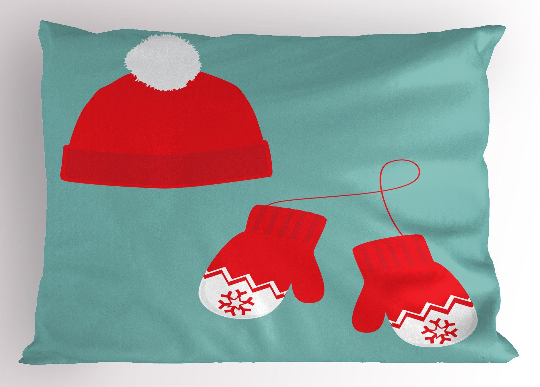 Stück), Paar Standard Dekorativer Hut Ein Kissenbezüge Handschuhe Gedruckter King Weihnachten Abakuhaus Size Kissenbezug, (1