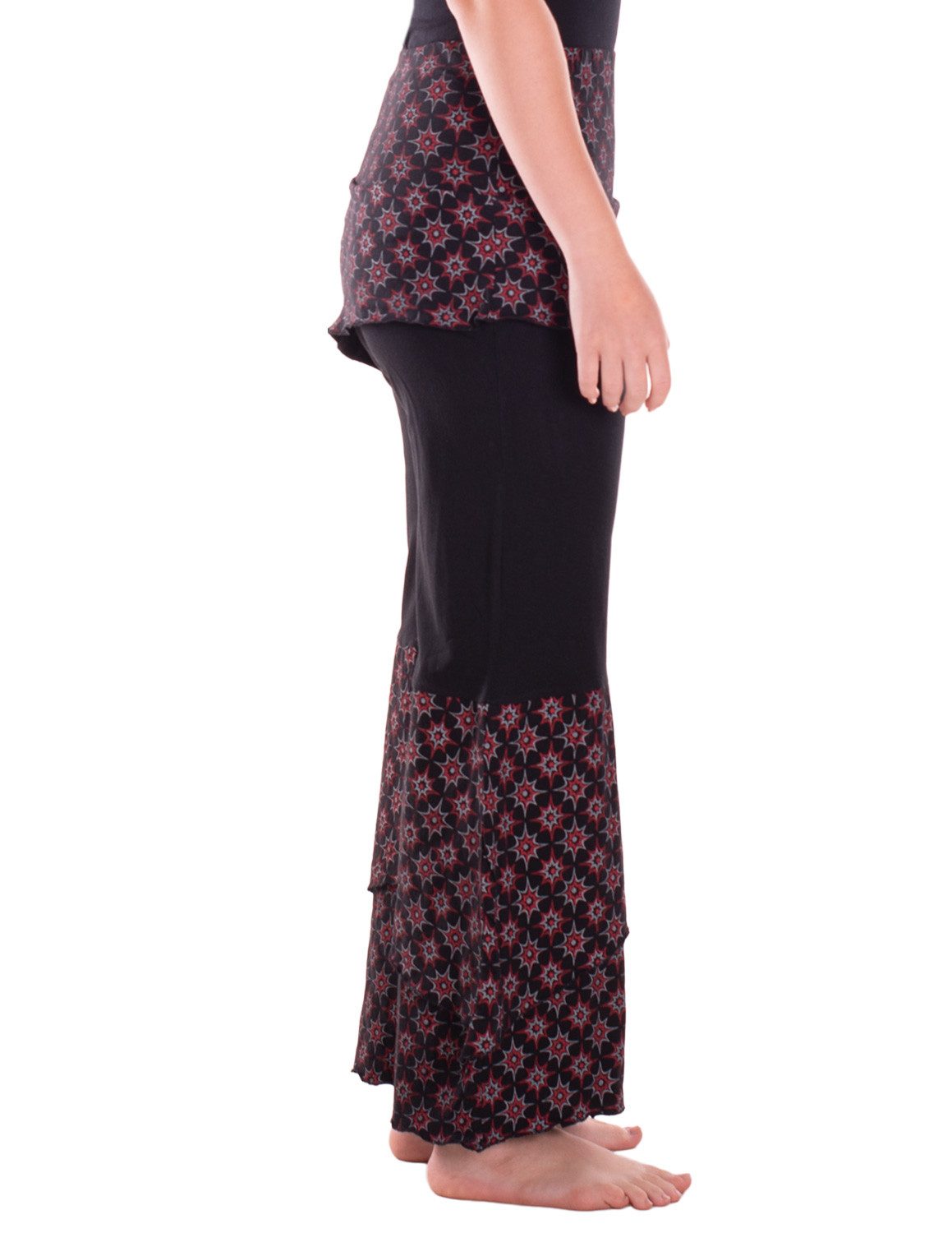 Vishes Jerseyhose Schlaghose Zipfelhose Hippie Hose Sommerhose aus Jersey bedruckt Alternative Mode, Ethno, Hippie, Goa Style