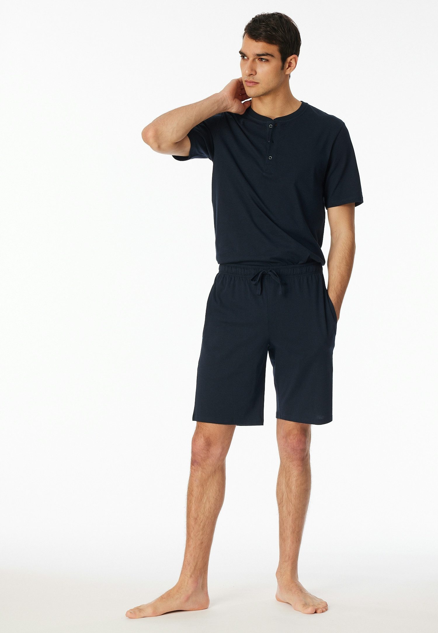 Schiesser Pyjamahose Mix + Relax mit seitlichen Taschen, Single-Jersey Qualität