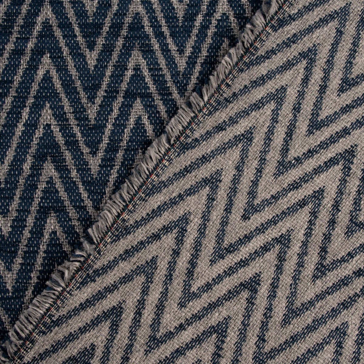 SCHÖNER LEBEN. Stoff Polsterstoff Meterware Dekostoff Jacquard Flachgewebe dunkelblau 140cm, pflegeleicht
