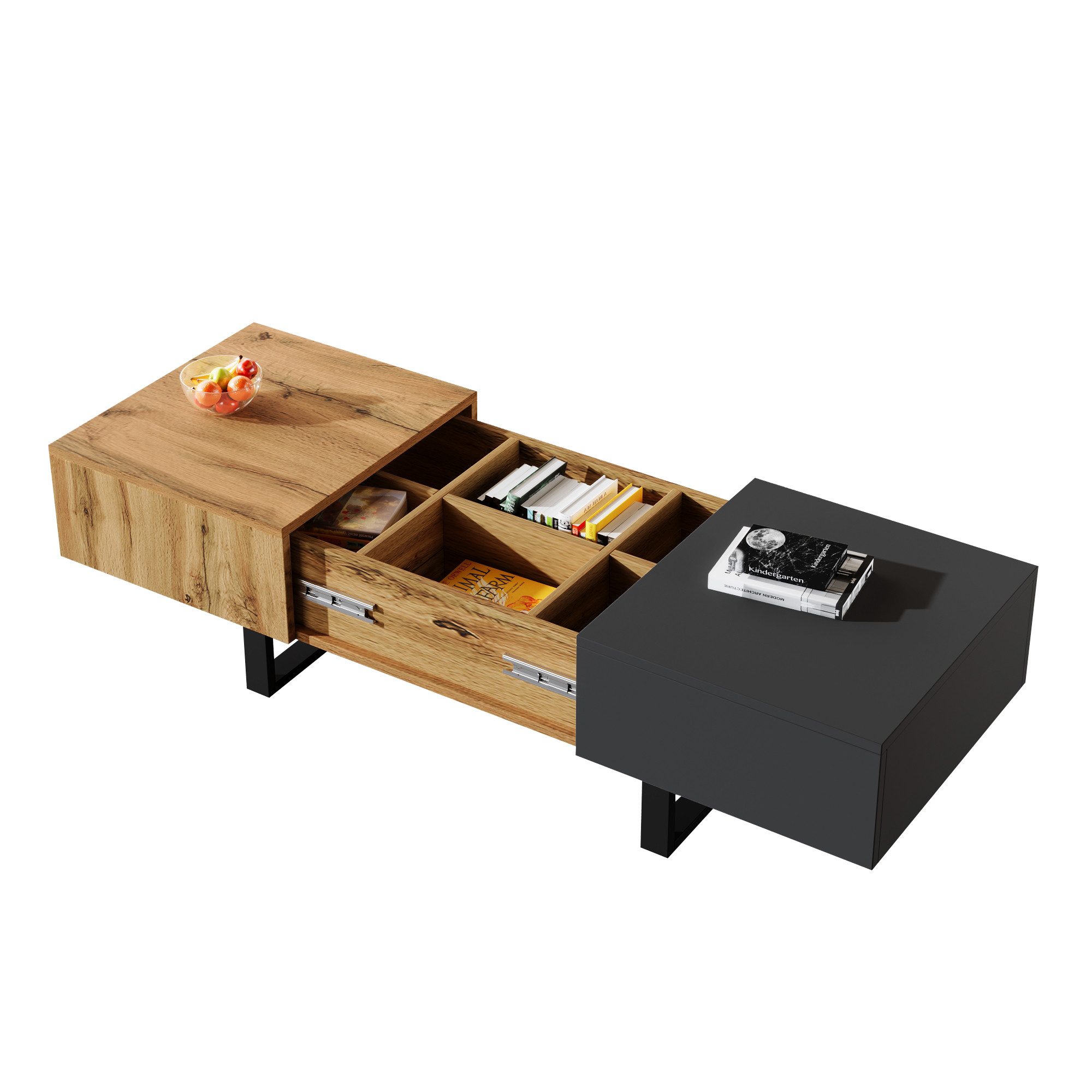 Merax Couchtisch mit verstecken Stauraum, Beistelltisch mit ausziehbarer Ti günstig online kaufen