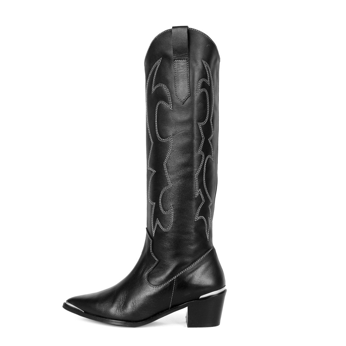 Fernando Berlin Kniehohe Westernboots mit Metallspitze Mid Heel Stiefel