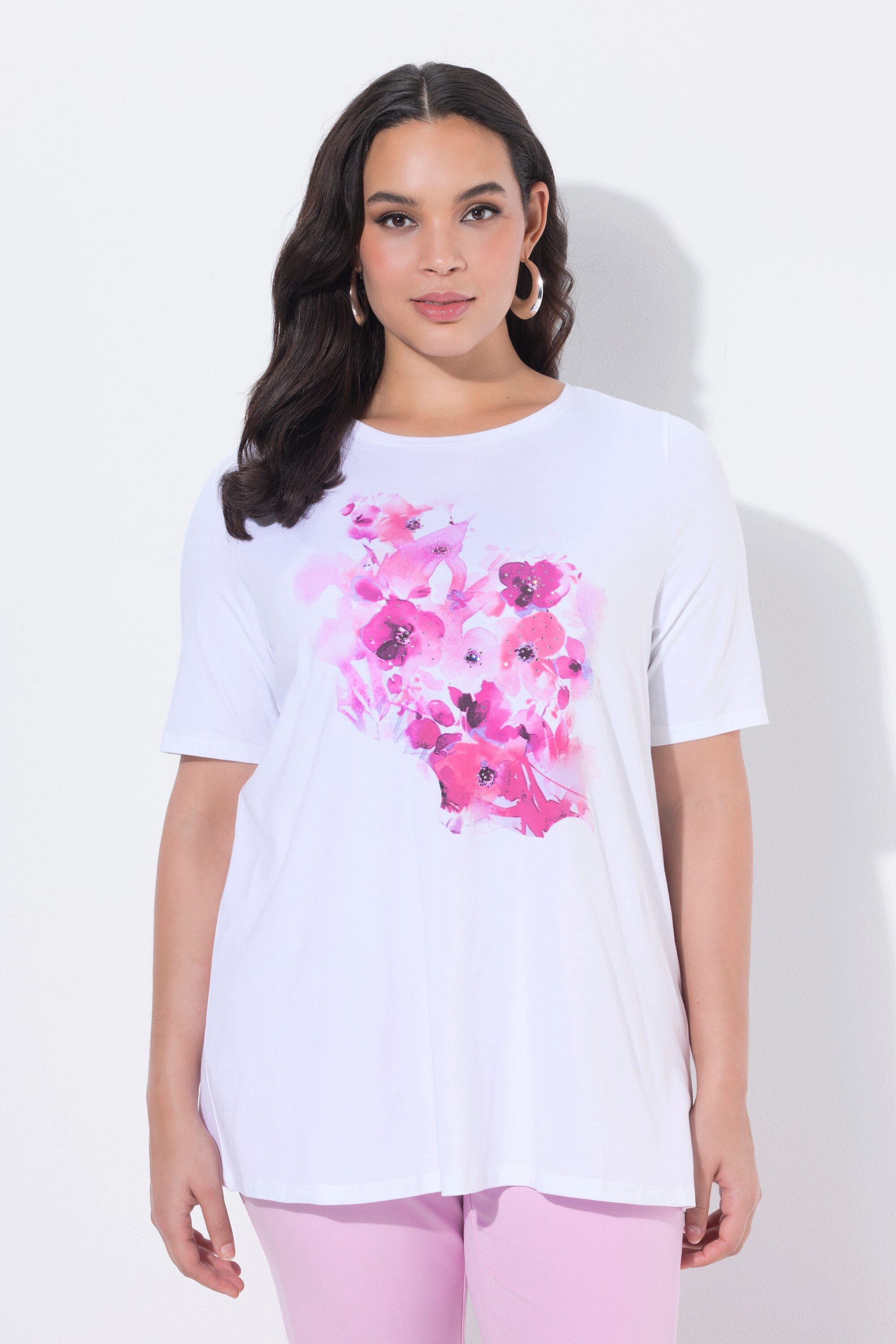 T-Shirt T-Shirt Blüten A-Linie Rundhals Halbarm
