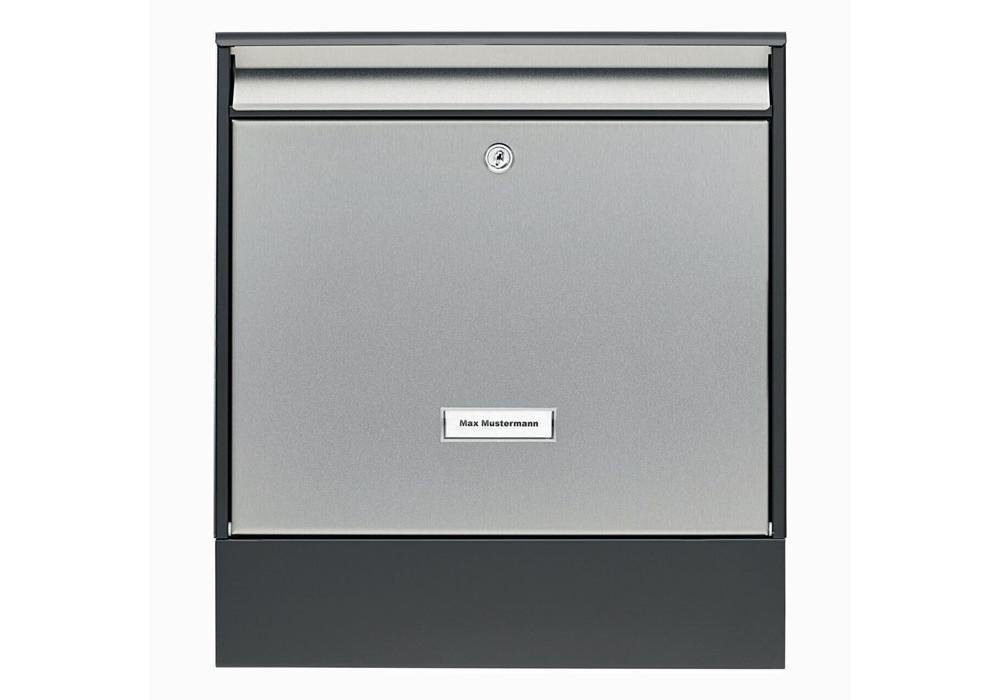 Burg Wächter Briefkasten Briefkastenset OXFORD H403xB362xT100mm Stahl verzinkt mattschwarz Edelstahltür Einwurf-B333xH34mm