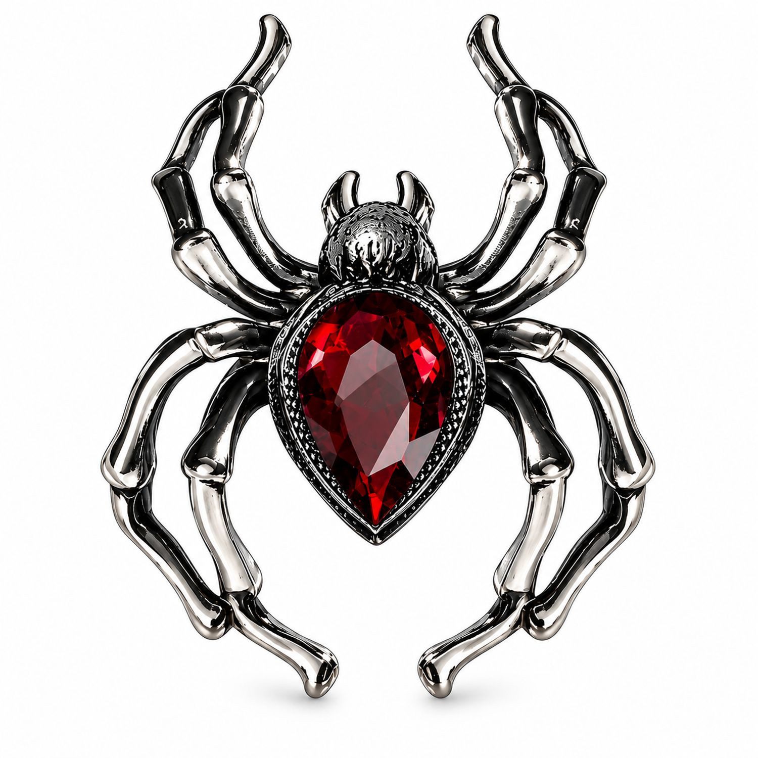 Fiestas Guirca Kostüm Halloween Ring 'Rubin Spinne', Rot Silber