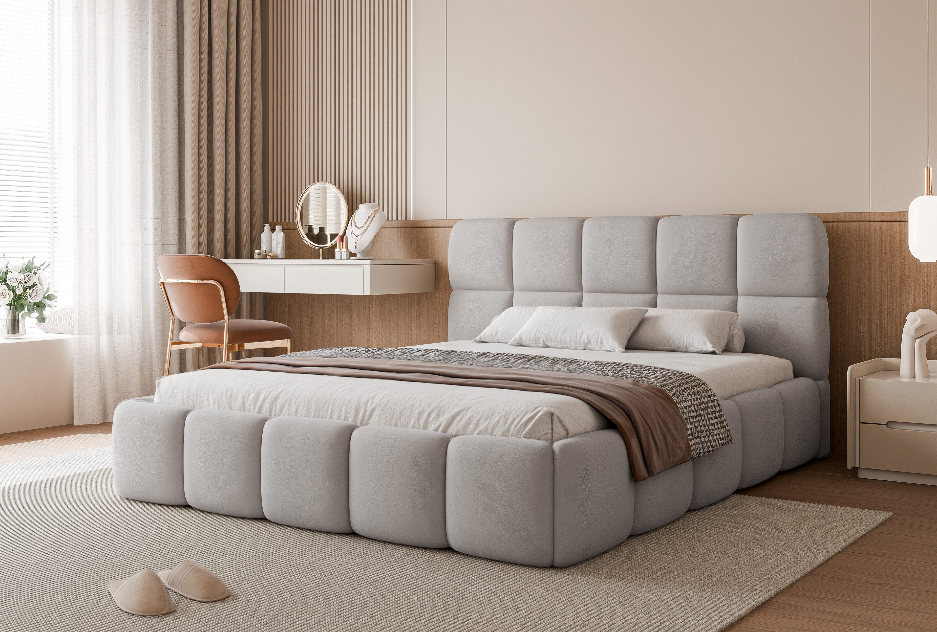 yourhouse24 Polsterbett Cloud Doppelbett Bettgestell Lattenrost mit Bettkas günstig online kaufen