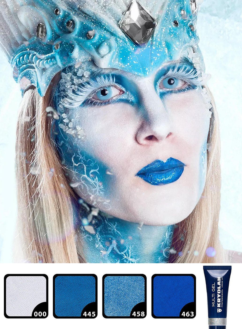 Maskworld Theaterschminke Make-up Set Schneekönigin, Halloween Schminkset mit perfekt abgestimmten Komponenten