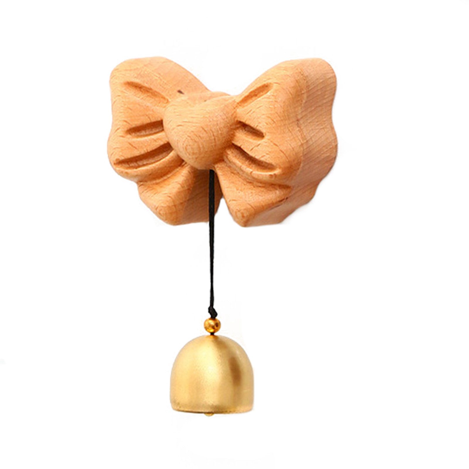 Jumpeak Türklingel Fliegentürklingel aus Massivholz,magnetische Türklingel,angenehmer Ton (wickeln, 1 x magnetisierbare Bogen-Türklingel aus Massivholz mit Kleber), Aus Nussbaum und Messing, braun, 7,5x11,5 cm, Dicke 3cm