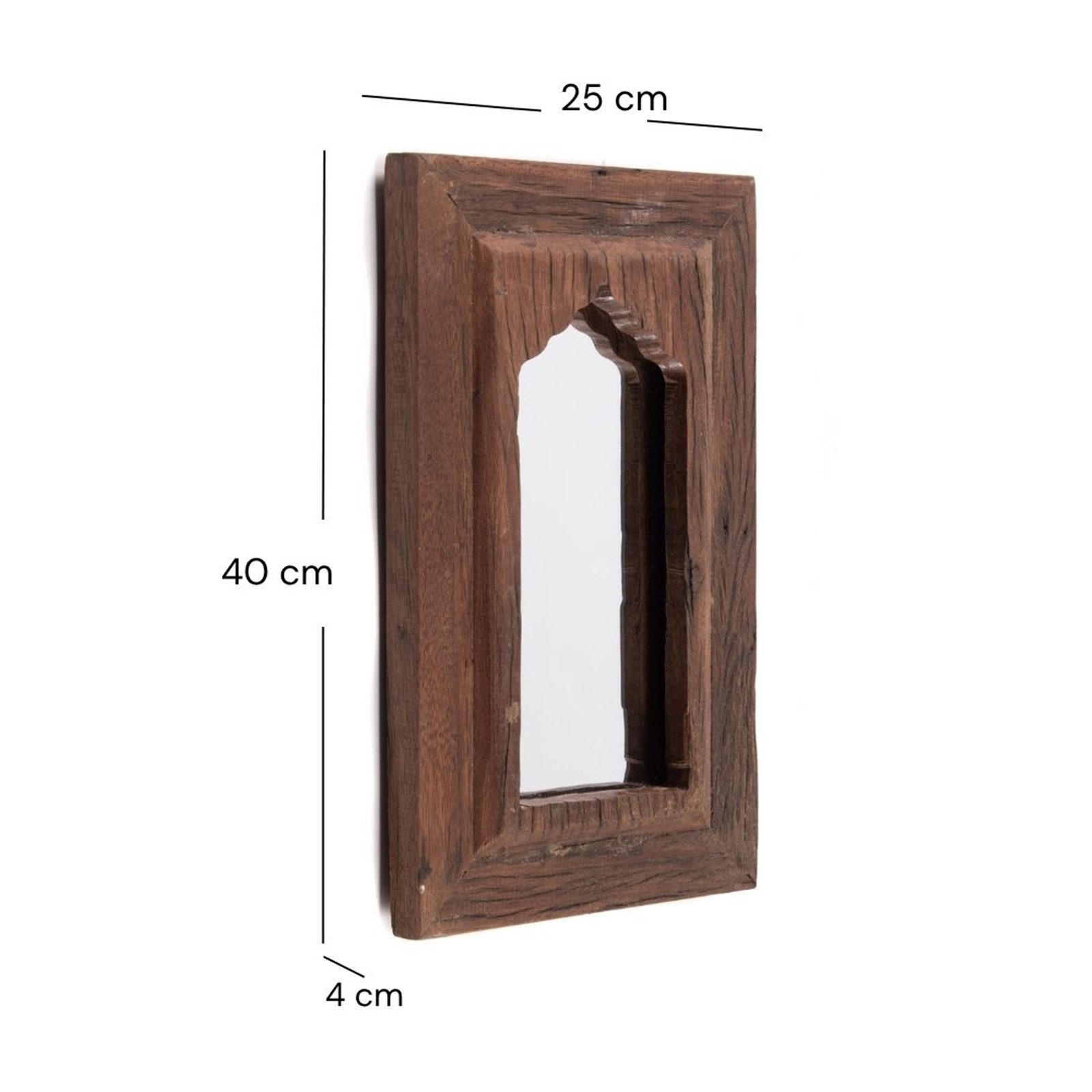 DESIGN DELIGHTS Wandspiegel WANDSPIEGEL "SARA", Altholz massiv, 40 cm, Orient Holzspiegel