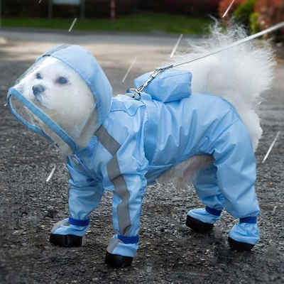 Dekorative Hunderegenmantel Regenjacke für Hunde mit Kapuze, mit Reflexionsstreifen, Regenjacke Hund Wasserdicht für kleine und Mittelgroße Hunde