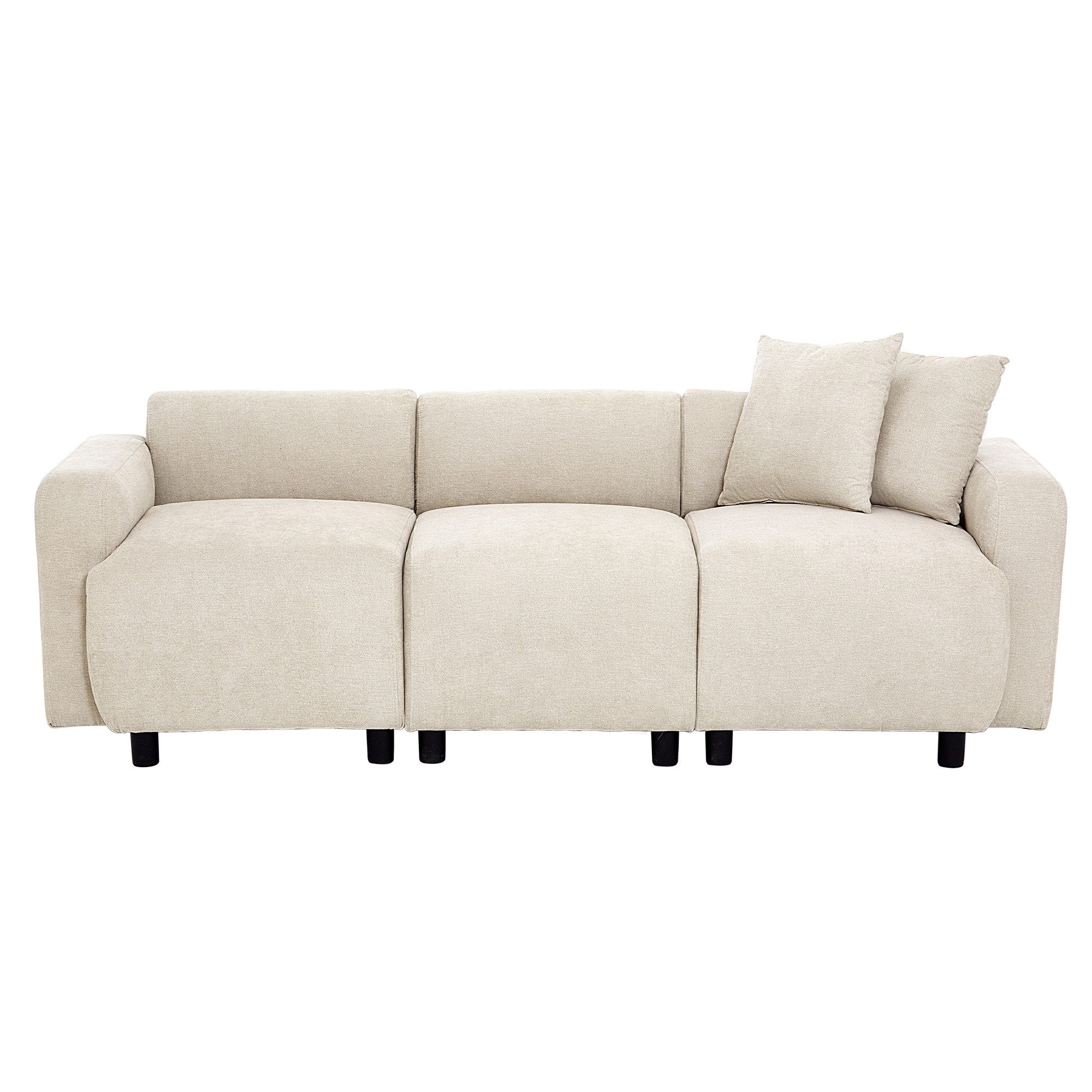 3-Sitzer, aus Chenille-Stoff mit 2 Kissen, 211 x 80 x 71 cm, modulare Couch