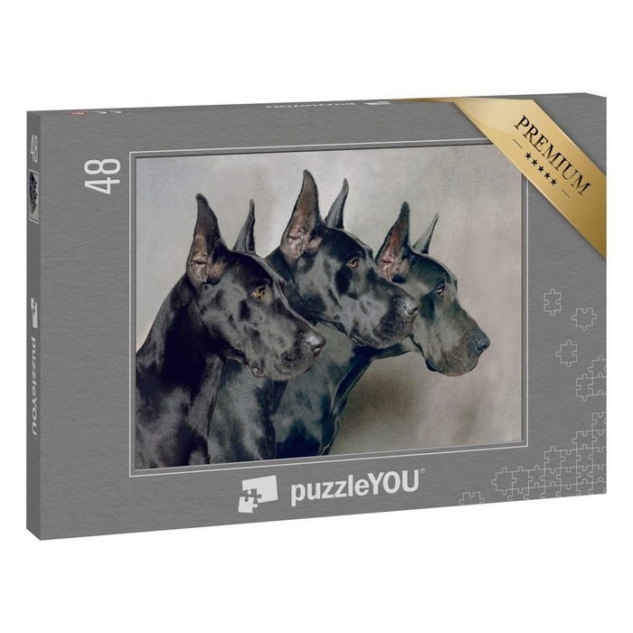 puzzleYOU Puzzle Drei Generationen von Deutschen Doggen 48 Puzzleteile puzzleYOU-Kollektionen Doggen