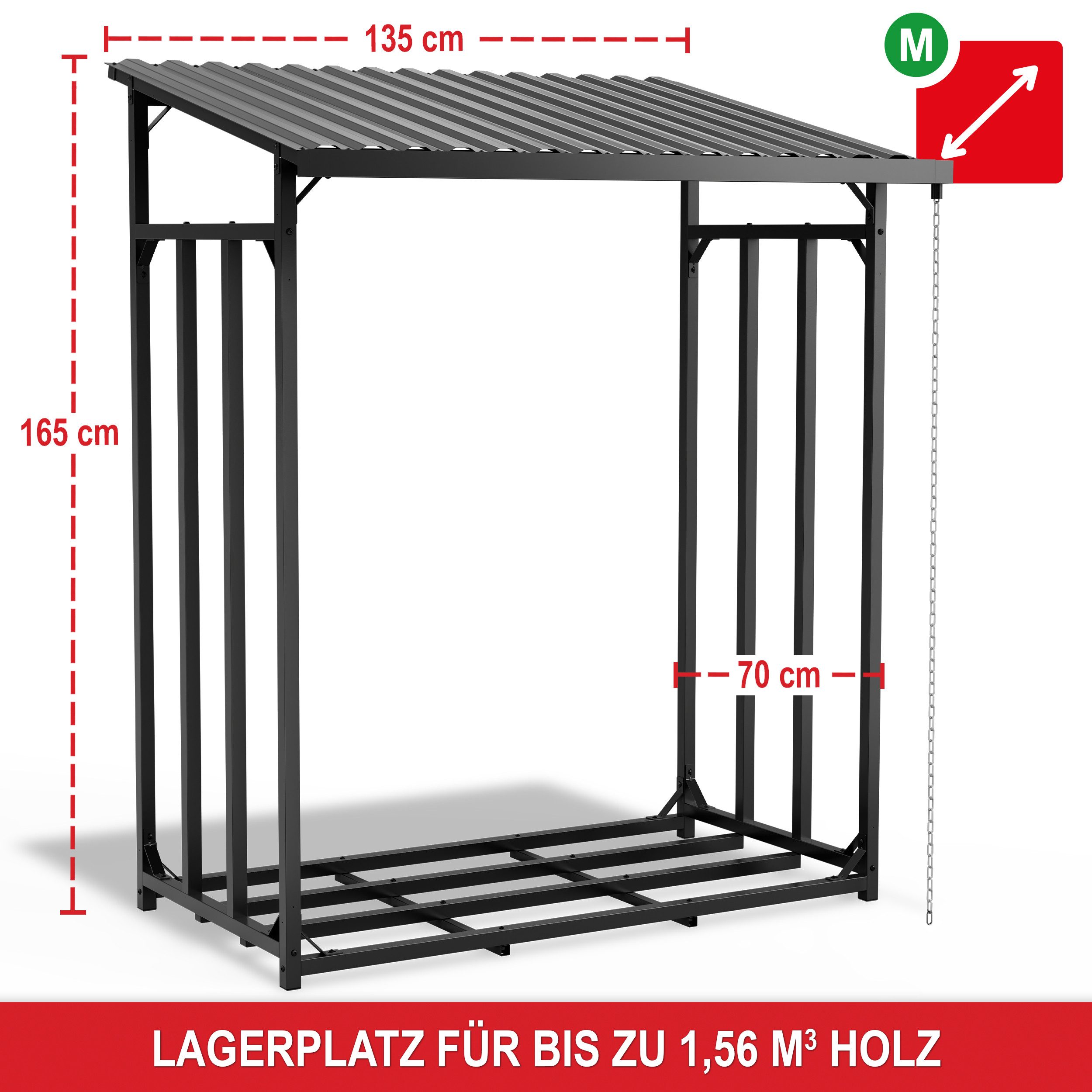 Onbest Kaminholzregal Metall mit Regenrinne und günstig online kaufen