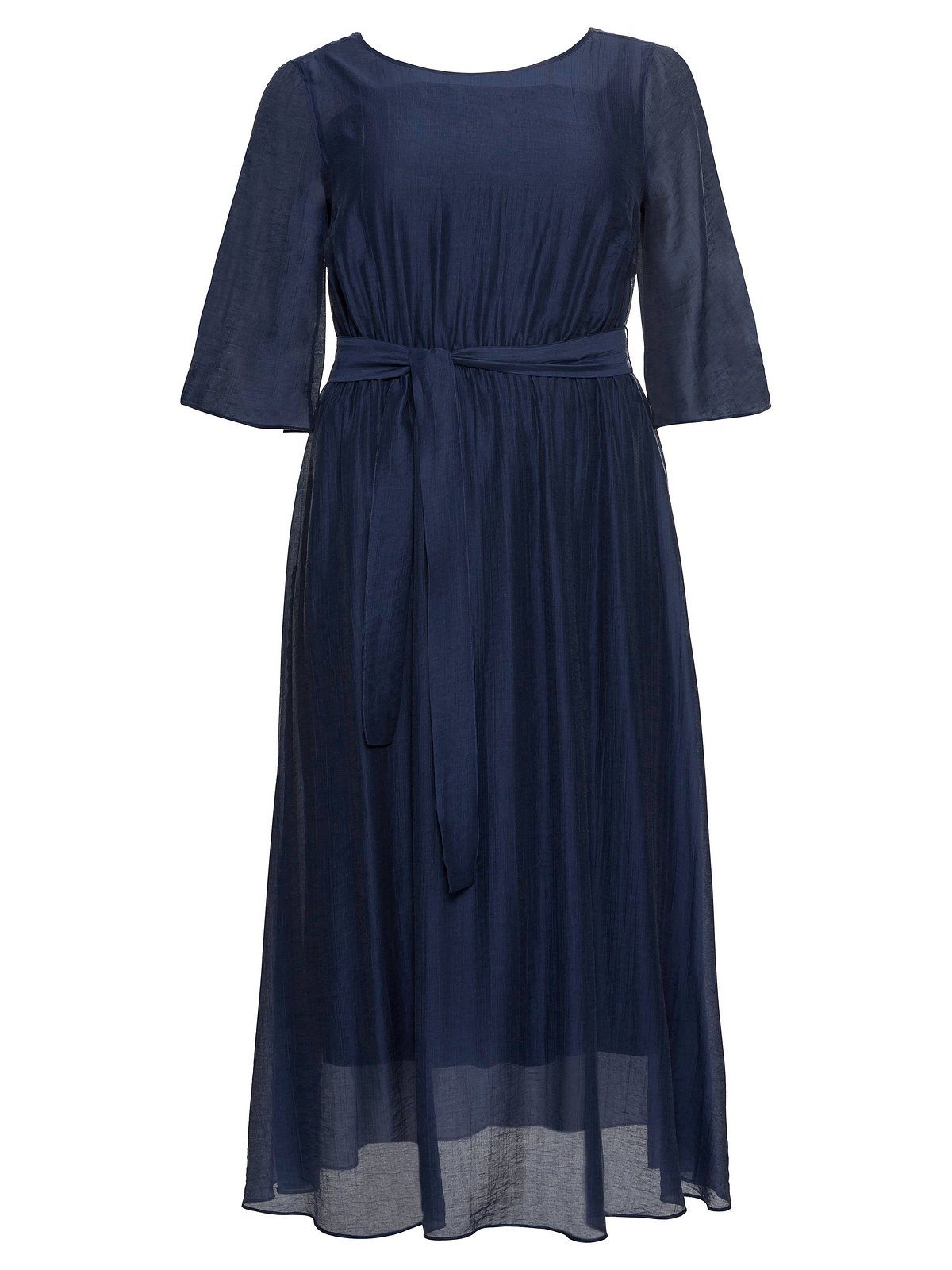 mit weiter Form sehr in lang Sheego Größen Bindeband Abendkleid dunkelblau Große