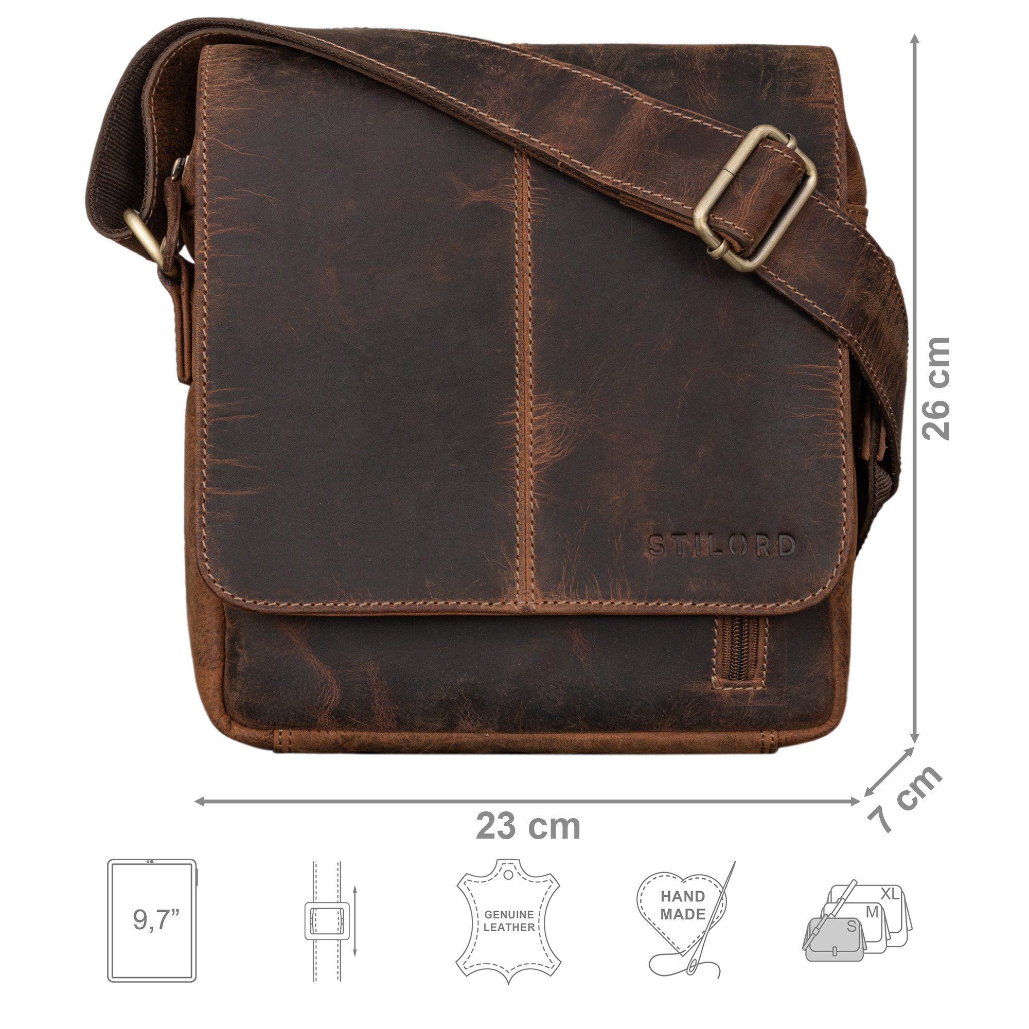 STILORD Messenger Bag "Matt" Herrenhandtasche Umhängetasche braun - calais Leder