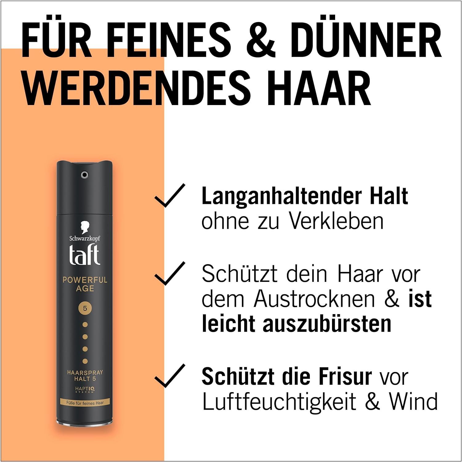 Taft Haarspray Powerful Age, 250 ml, 1-tlg., Haarstyling, HaptIQ System