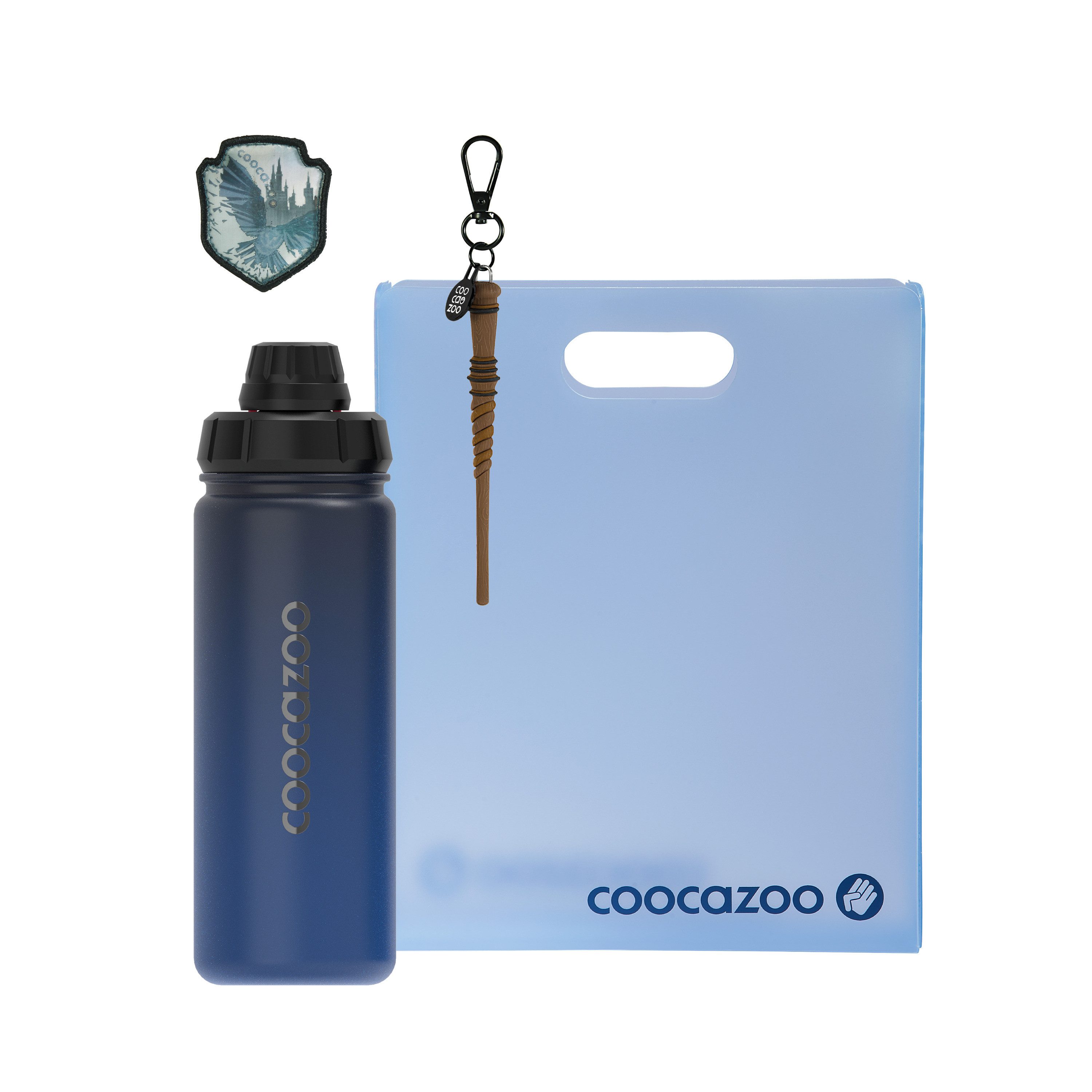 coocazoo Schulrucksack Blau, 3-tlg, mit Heftbox, Trinkflasche COLOUR UP (3-tlg)