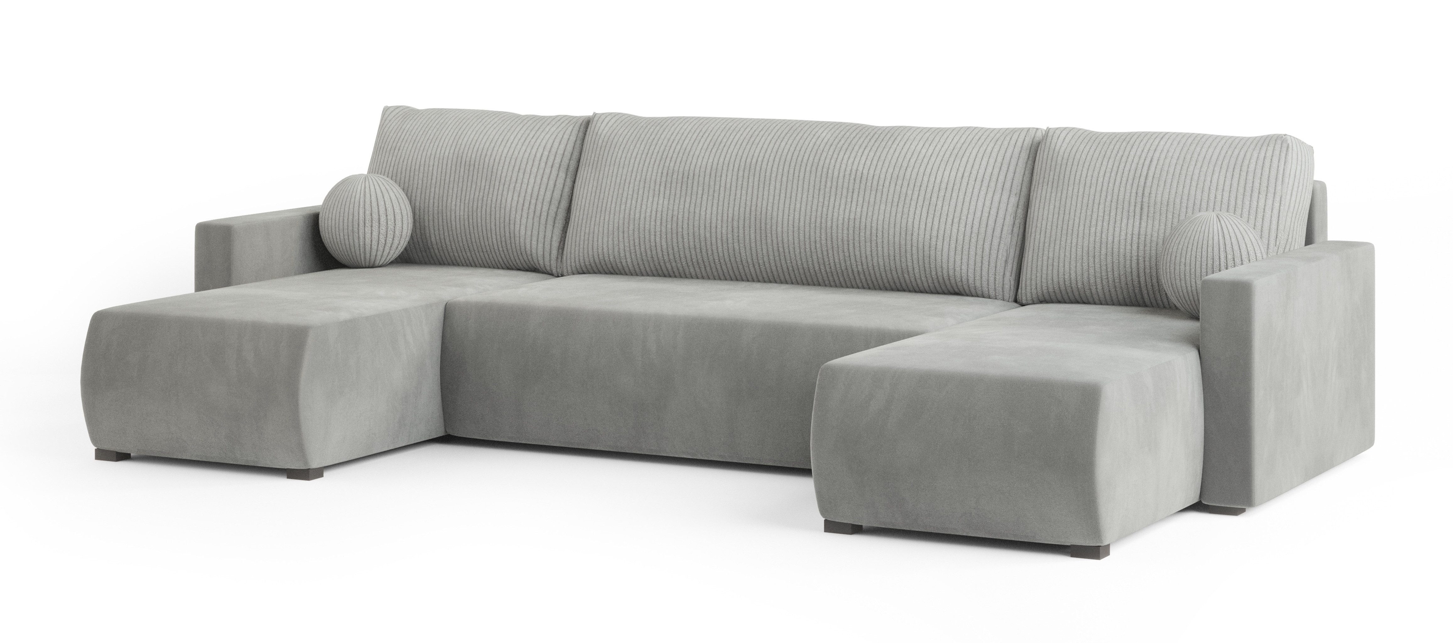 Masseno Ecksofa TESSUN mit Schlaffunktion U-Form, Sofa mit Bettkasten
