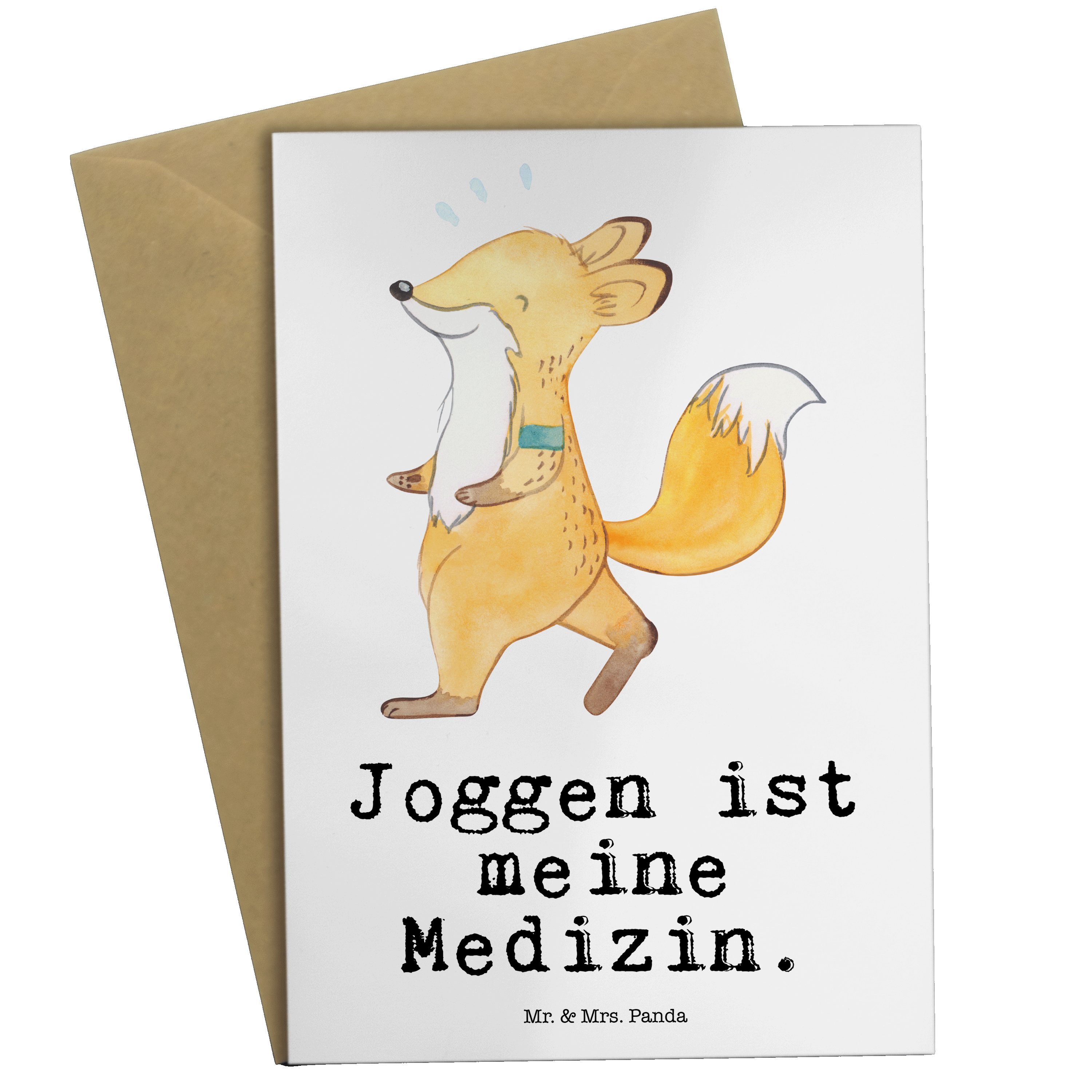 Joggen - Dankeschön Fuchs Geschenk, Mrs. Weiß - Mr. & Glückwunschkarte, Grußkarte Panda Medizin
