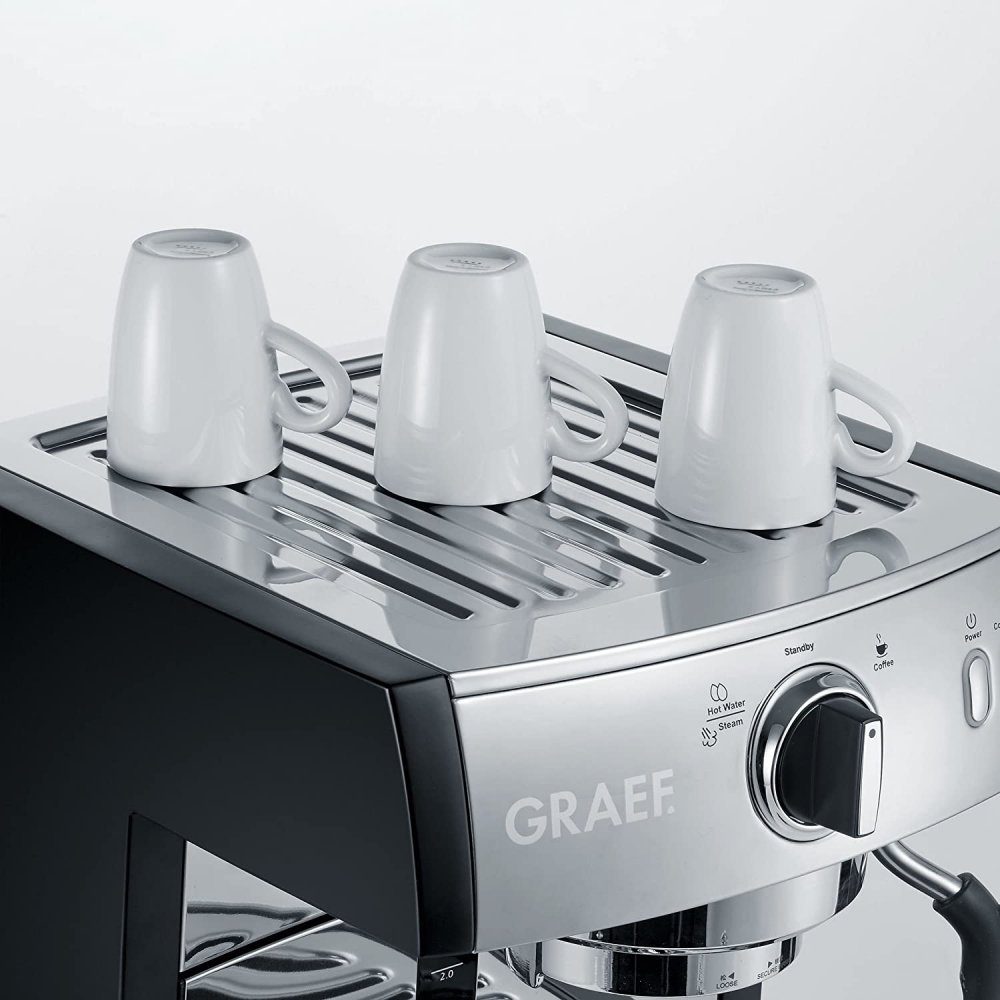 Graef Siebträgermaschine Espressomaschine - 702 edelstahl/schwarz Pivalla ES 